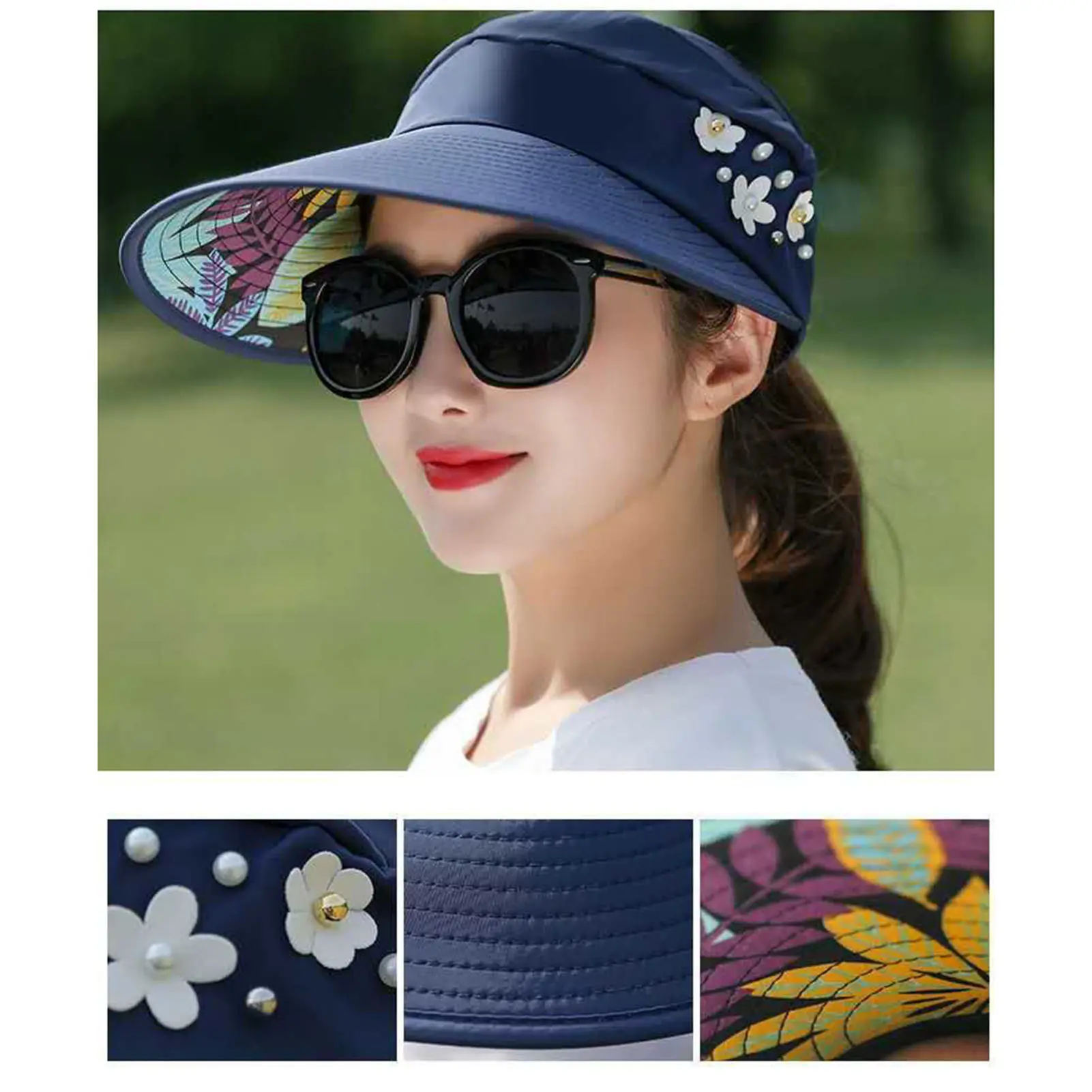 Empty Top Hat Summer Big Wide Brim Women Hat Baseball Cap Casual  Floppy Folding Sun Hats Portable Beach Female Visor Hats