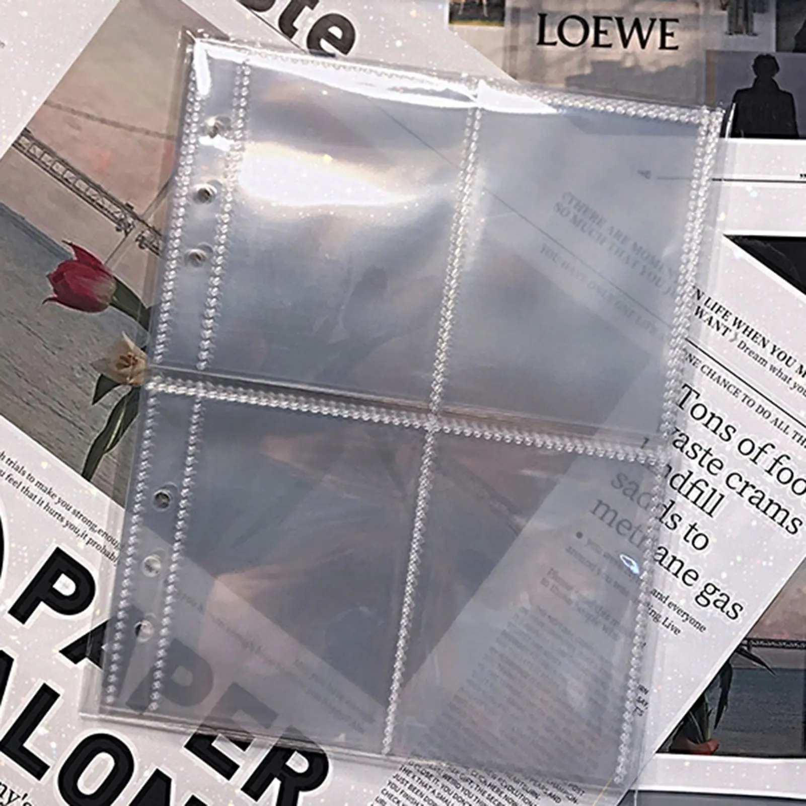 A5 Binder Photo Card Holders Double-sided 4-pocket Design Top Loading Clear Membrane Cards Journal Planner Case Office Supplies