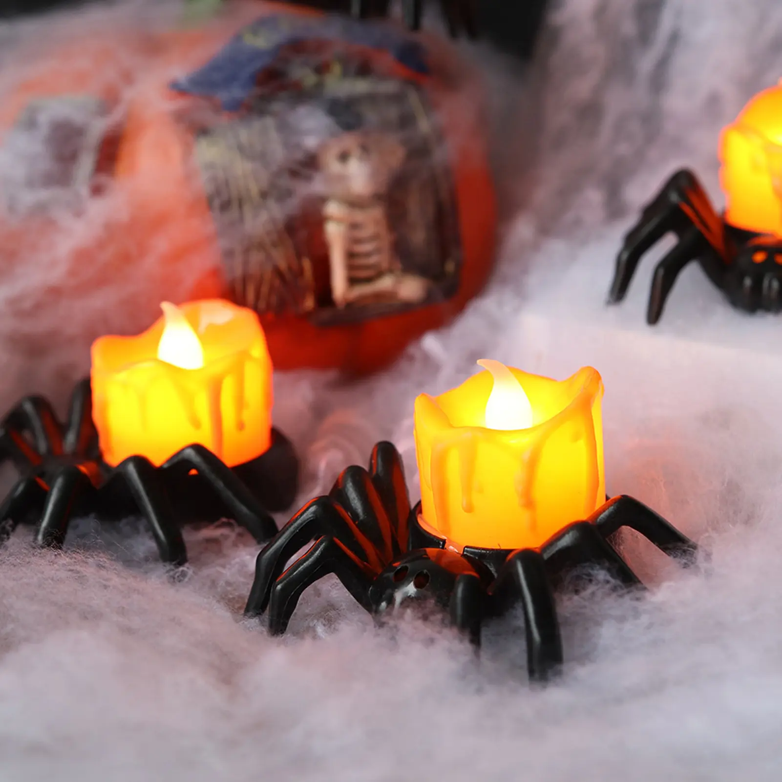 Halloween Spider Night Light - Creepy Crawly LED Party Decor with Glow-in-the-Dark Spider Candle Light Spooky Home Decoration