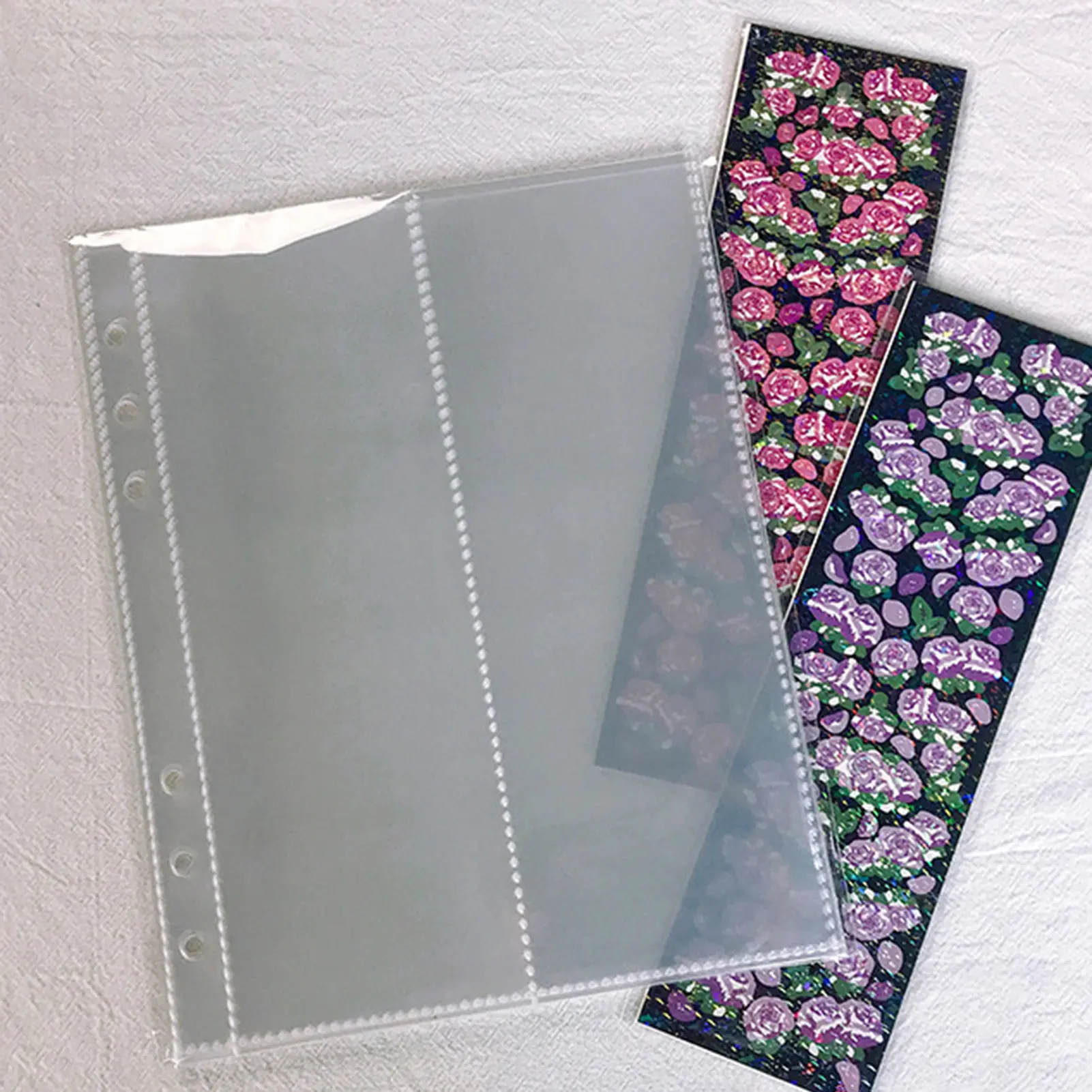 A5 Binder Photo Card Holders Double-sided 4-pocket Design Top Loading Clear Membrane Cards Journal Planner Case Office Supplies