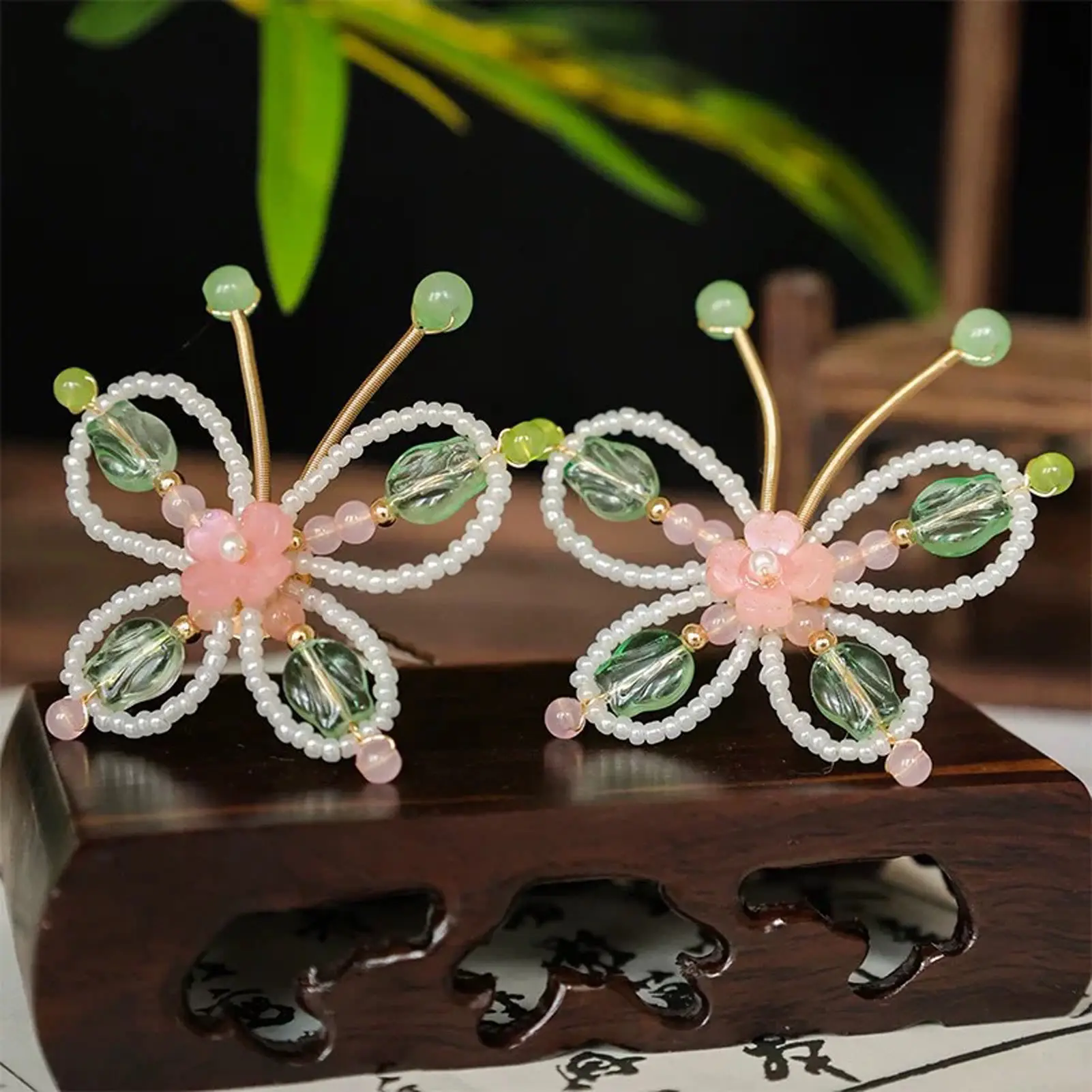 Ladies Temperament Butterfly Hairpin Butterfly Pearl Tassel Tulip Side U-shaped Hairpin Birthday Gift Hair Accessories Perfect