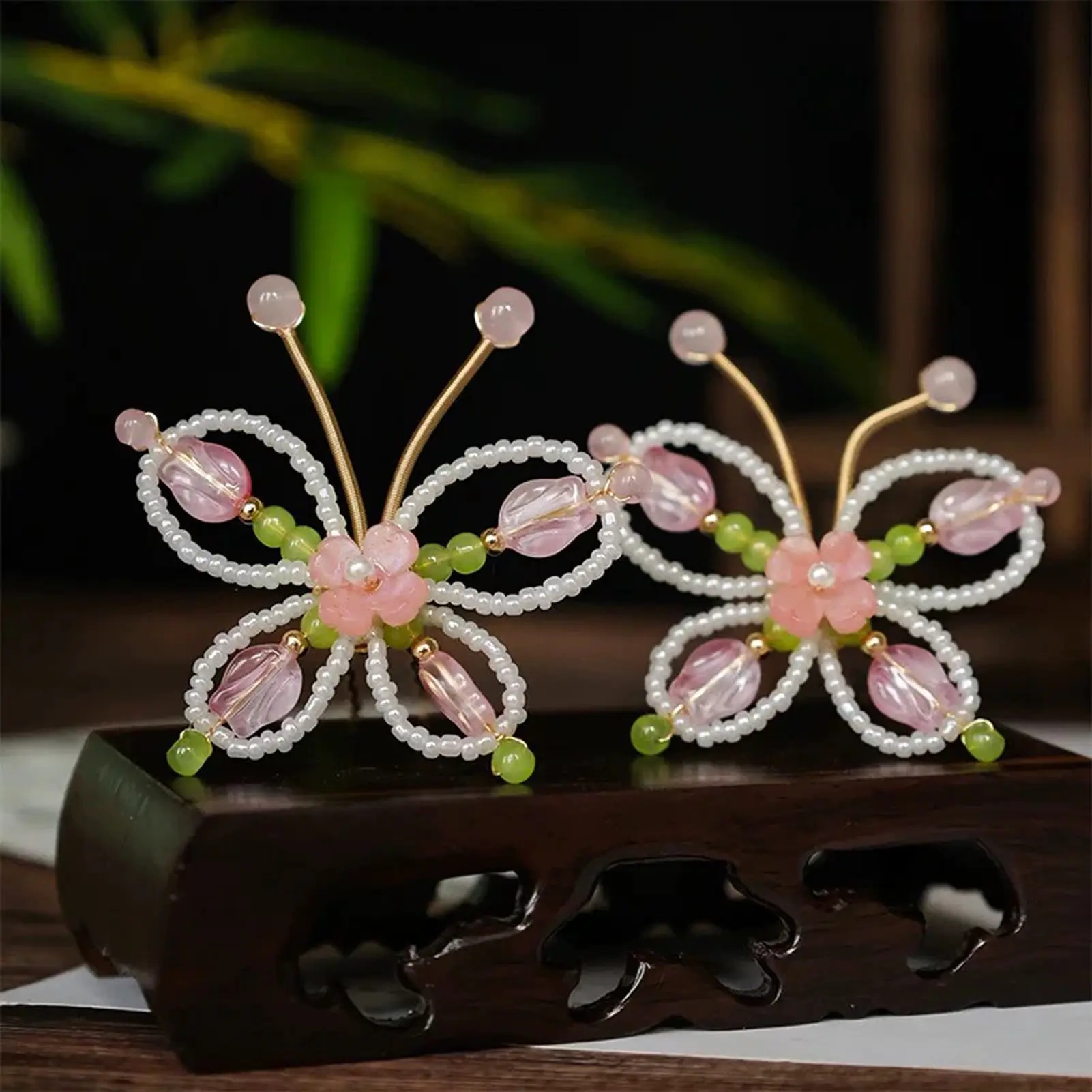 Ladies Temperament Butterfly Hairpin Butterfly Pearl Tassel Tulip Side U-shaped Hairpin Birthday Gift Hair Accessories Perfect