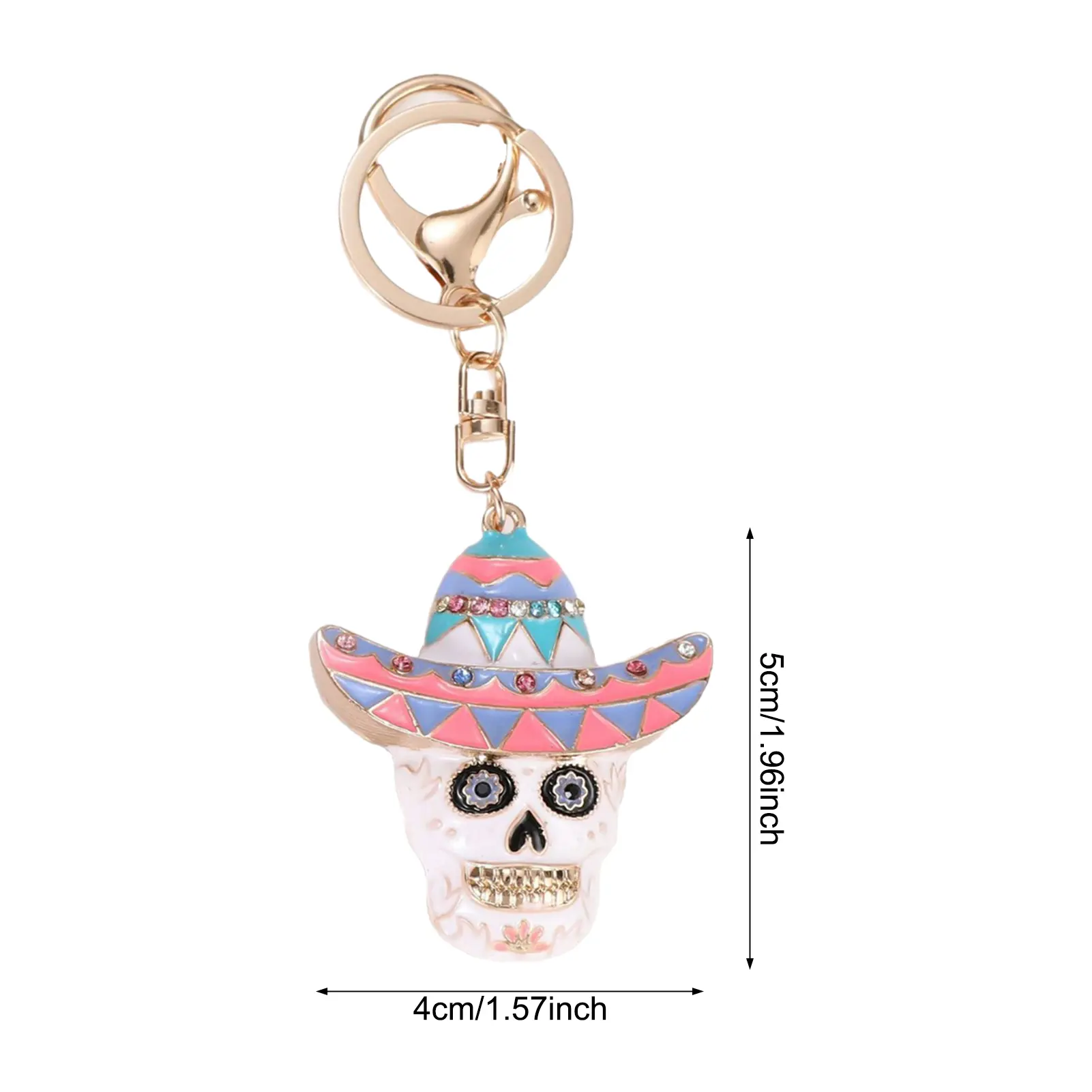 Halloween Pink Skull Keychain Diamond Decor Gothic Charm Pendant for Bag/Purse Spooky Happy Halloween Keychain for Women Girls