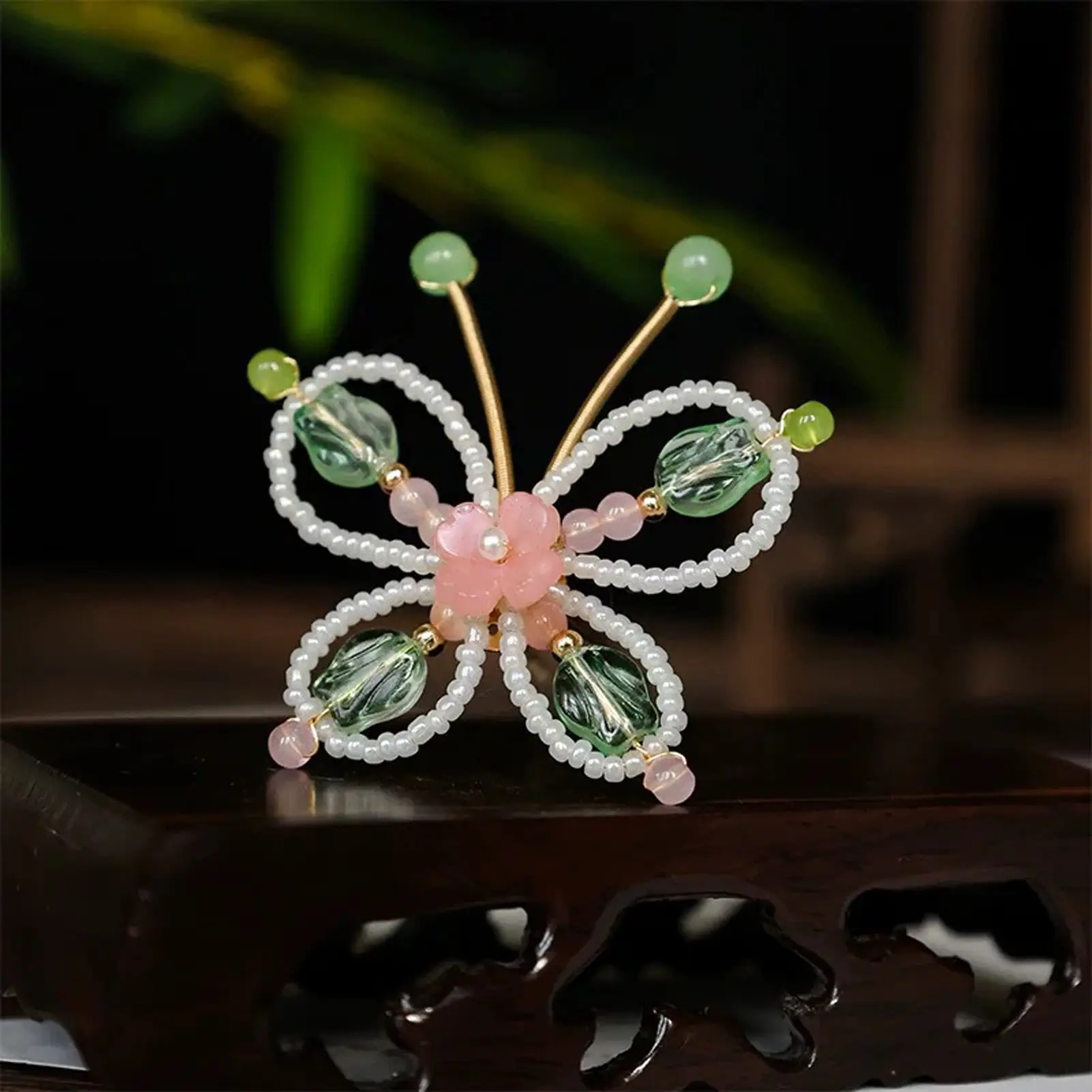 Ladies Temperament Butterfly Hairpin Butterfly Pearl Tassel Tulip Side U-shaped Hairpin Birthday Gift Hair Accessories Perfect