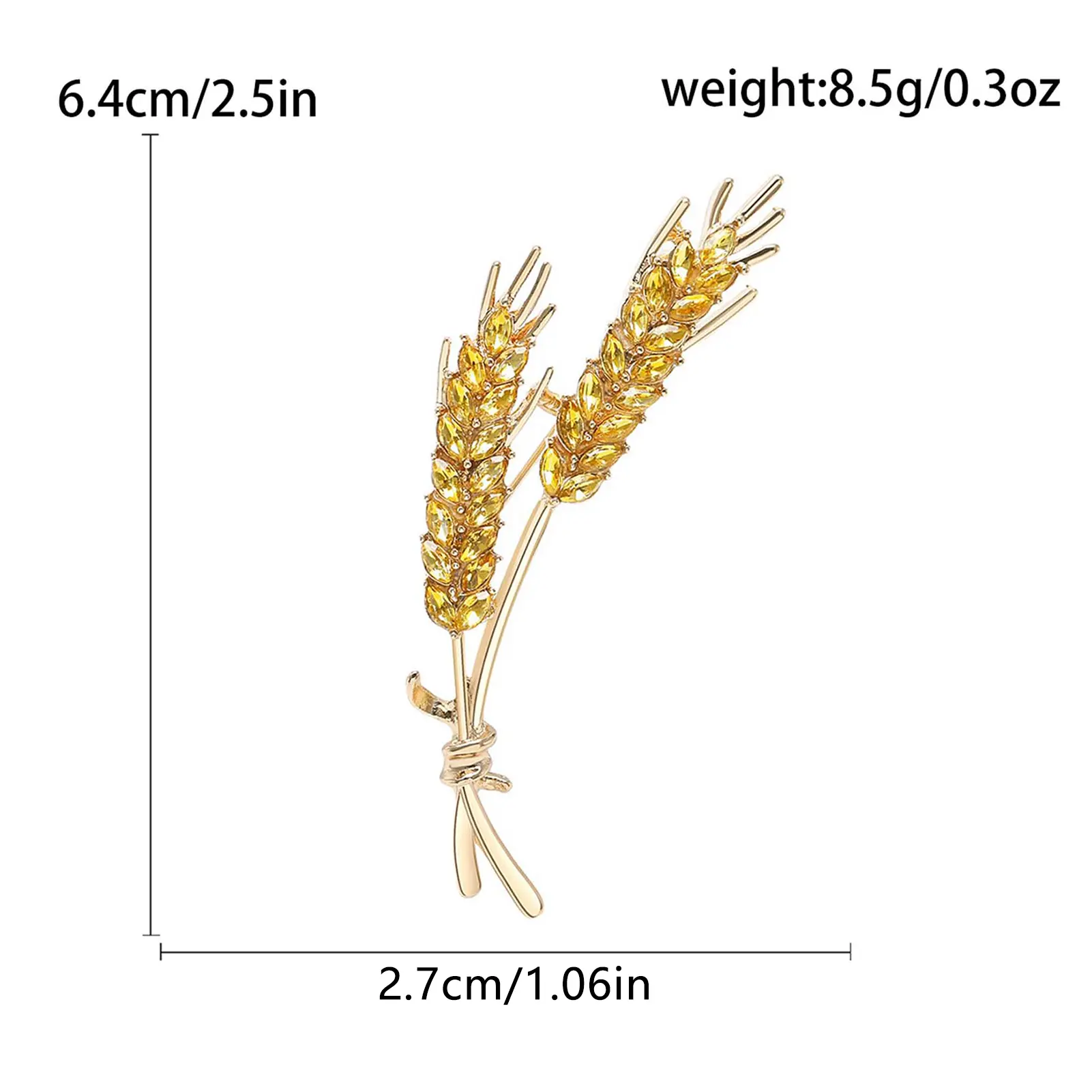 Wheat Brooch Shiny Blue Pink Yellow Rhinestone Plant Brooch Ladies Exquisite Crystal Pin Brooch Daily Suit Clothes Accessories