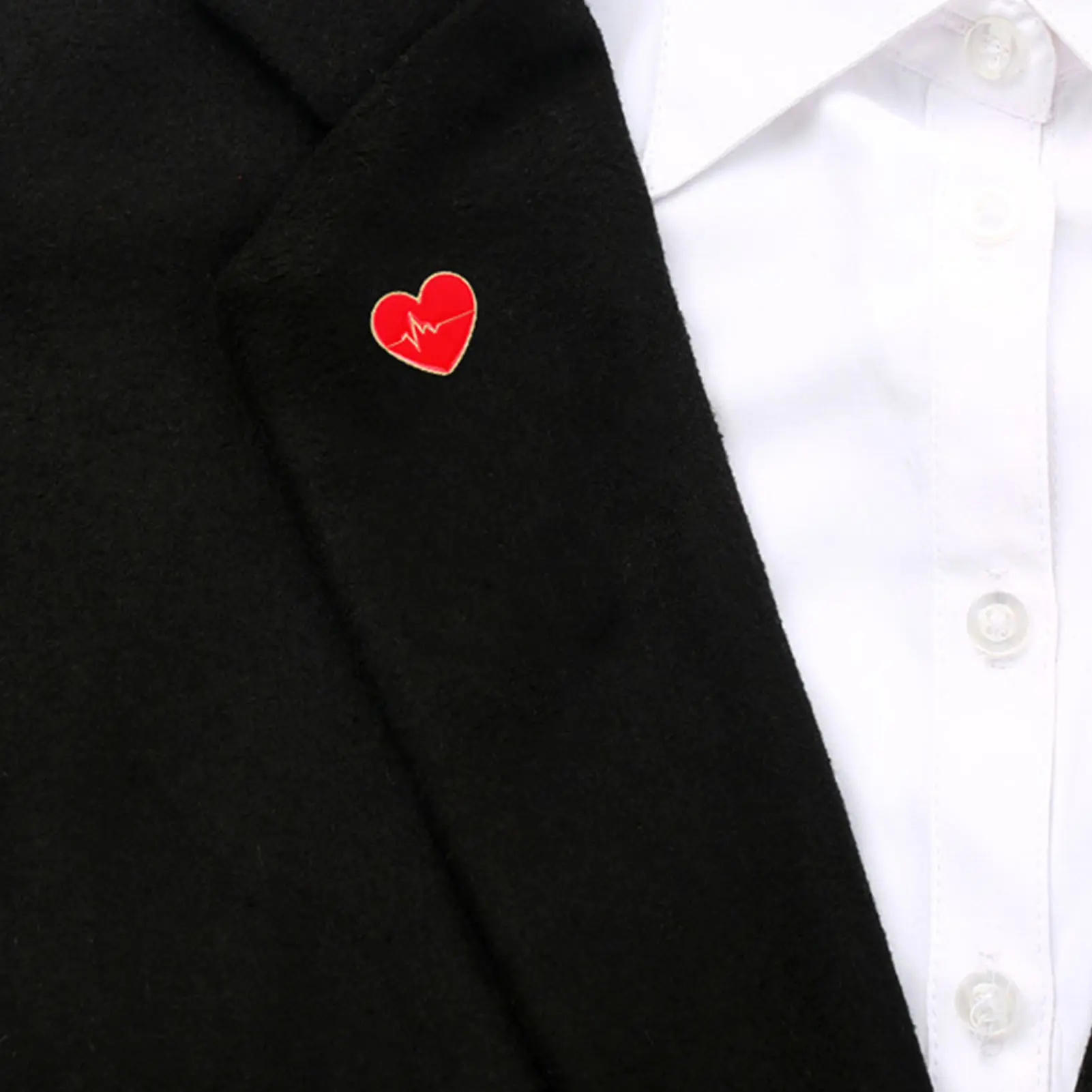 Red Heart Shaped Brooch  Alloy Electrocardiogram Curve Jewelry Enamel Pin Clothes Accessories New Year Valentines Day Gift