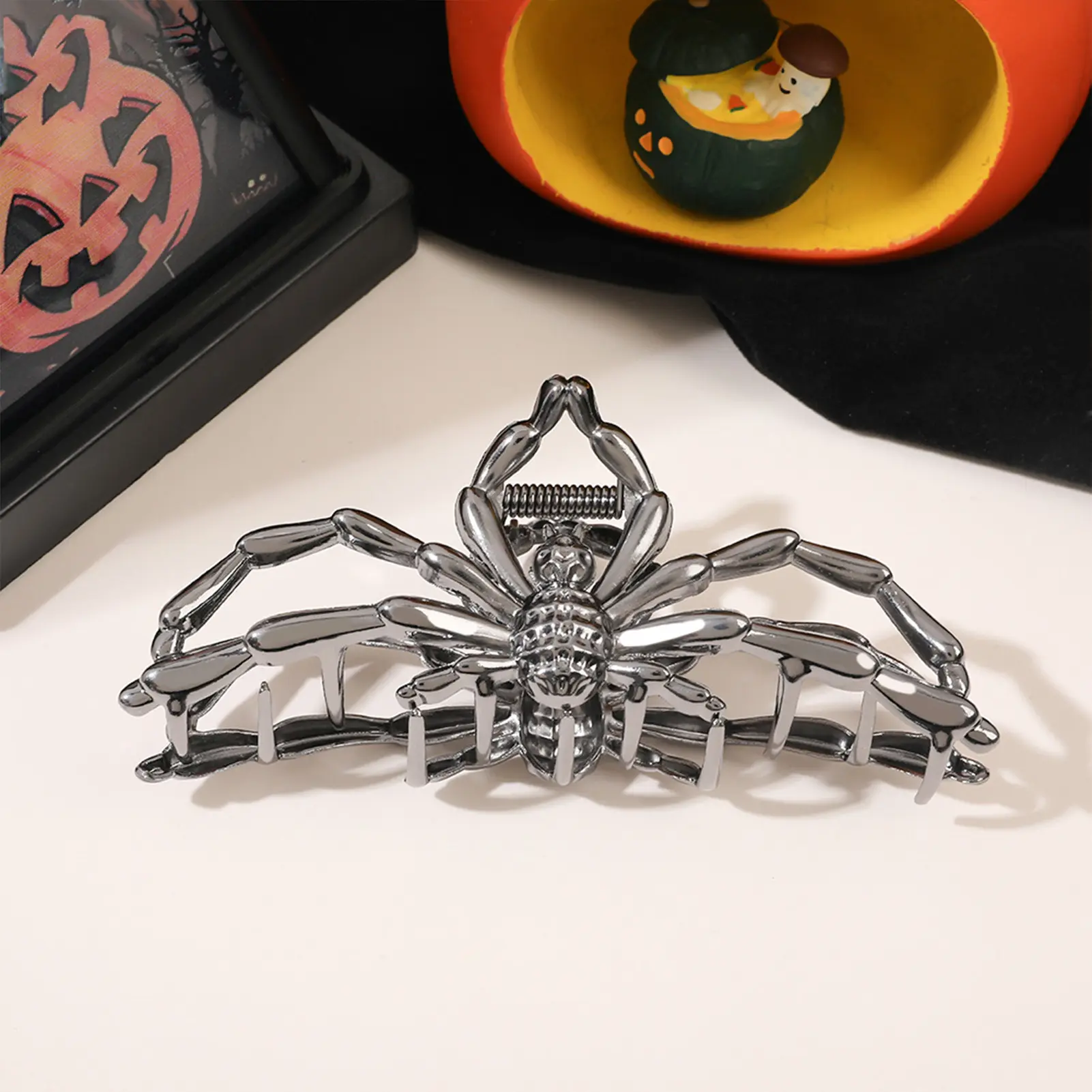 1pc Halloween Spider Skeleton Hair Claw Clips For Women Jewelry Accessories Black Silver Gold Large Barrette Party Headwear
