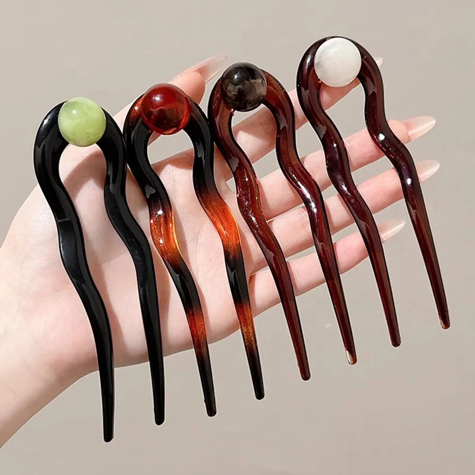 Vintage U-shaped Hair Pins Back of the Head Durable Acrylic Hairpin Stick for Festival Wedding Party Head Decor Hair  Accessory
