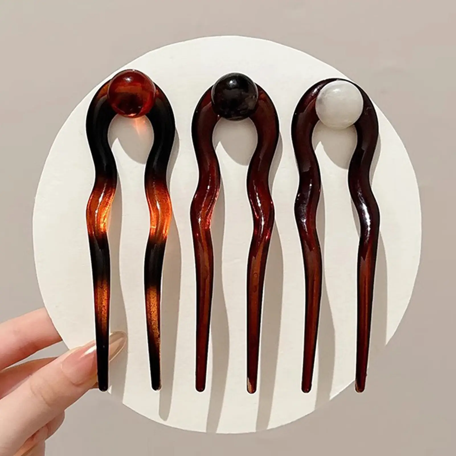 Vintage U-shaped Hair Pins Back of the Head Durable Acrylic Hairpin Stick for Festival Wedding Party Head Decor Hair  Accessory