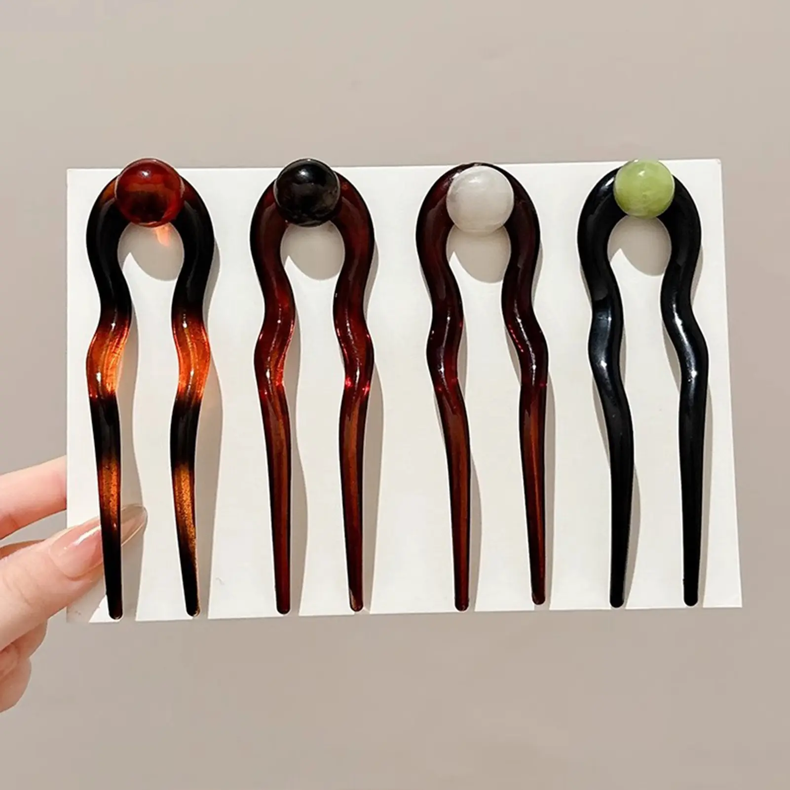 Vintage U-shaped Hair Pins Back of the Head Durable Acrylic Hairpin Stick for Festival Wedding Party Head Decor Hair  Accessory
