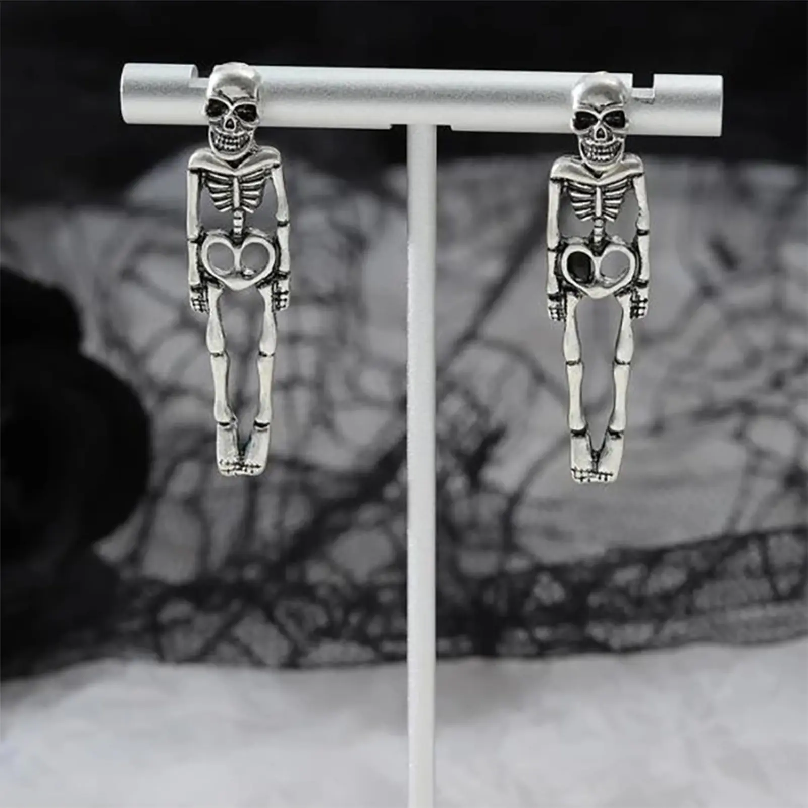 Halloween Skeleton Bone Earrings - Miniature Spine Studs Earrings Creepy Cute Ear Jewelry for Women Happy Halloween Party
