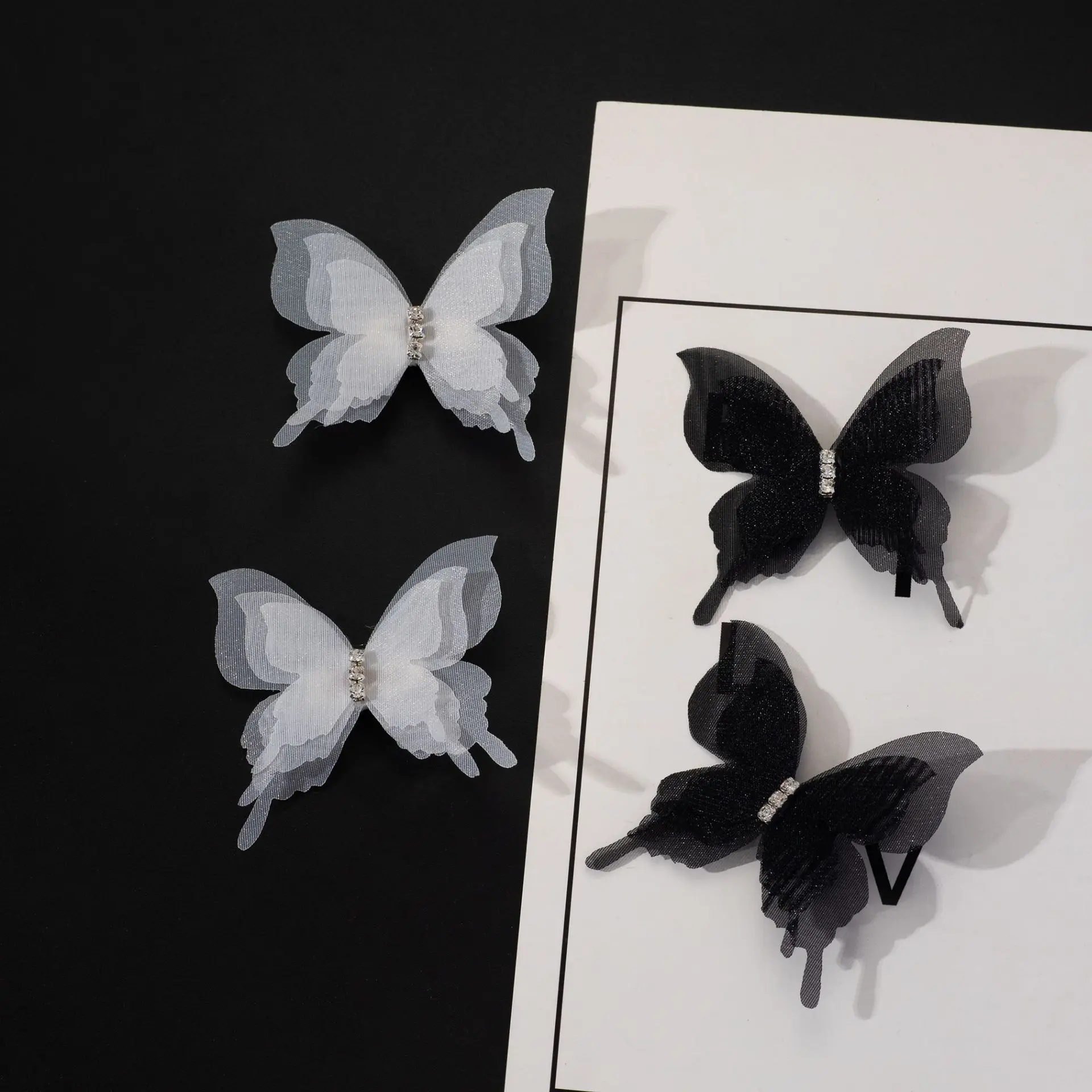 2pcs Cute Three-layer Mesh Butterfly Hairpin Cover Decorated With Sweet Retro Hair Accessories Hanfu Hair Accessories Gifts