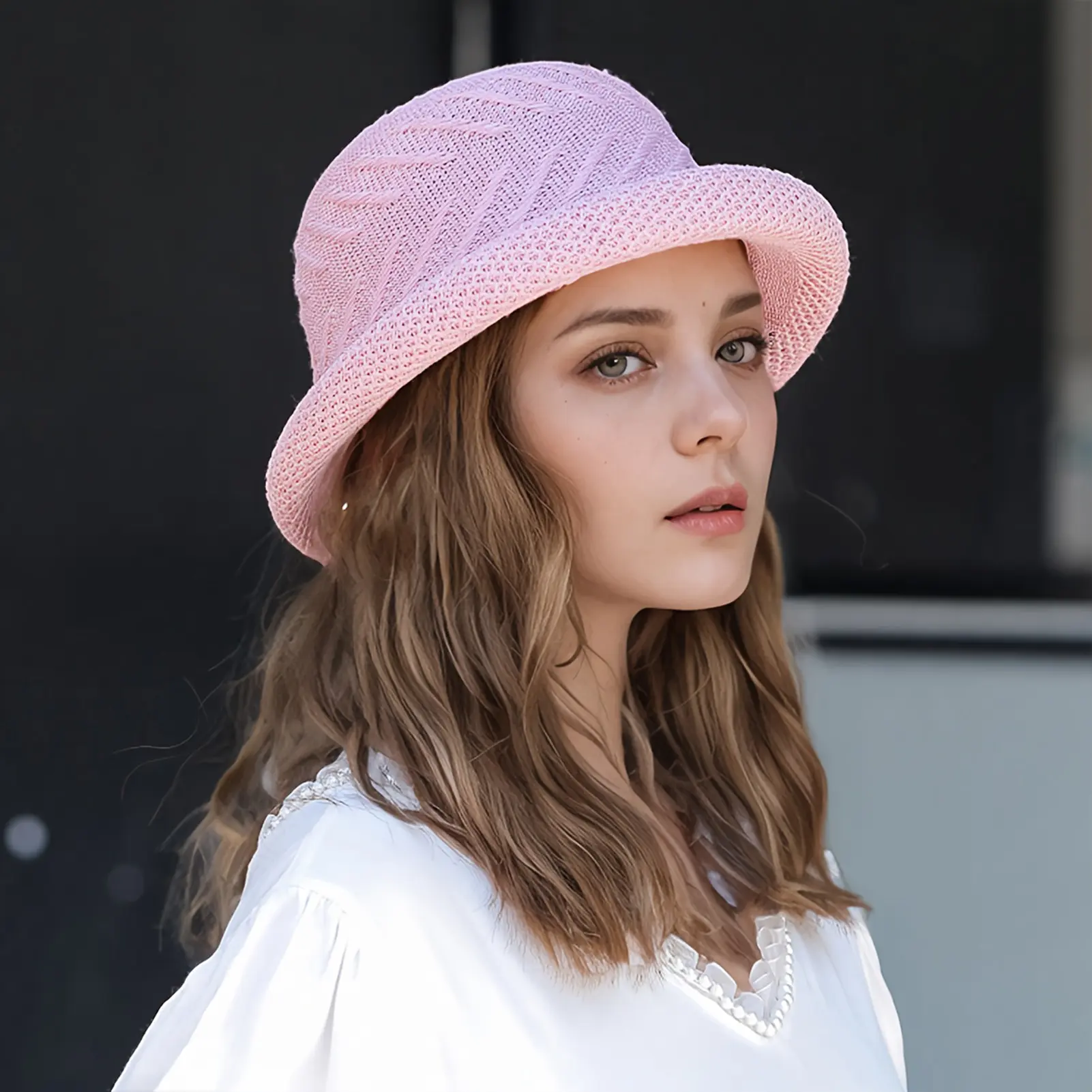 Womens Summer Sun Hat Flower Bucket Hats Rolled Brim Sun Shade Outdoor Beach Travel Bucket Hats for Fishing Camping Traveling