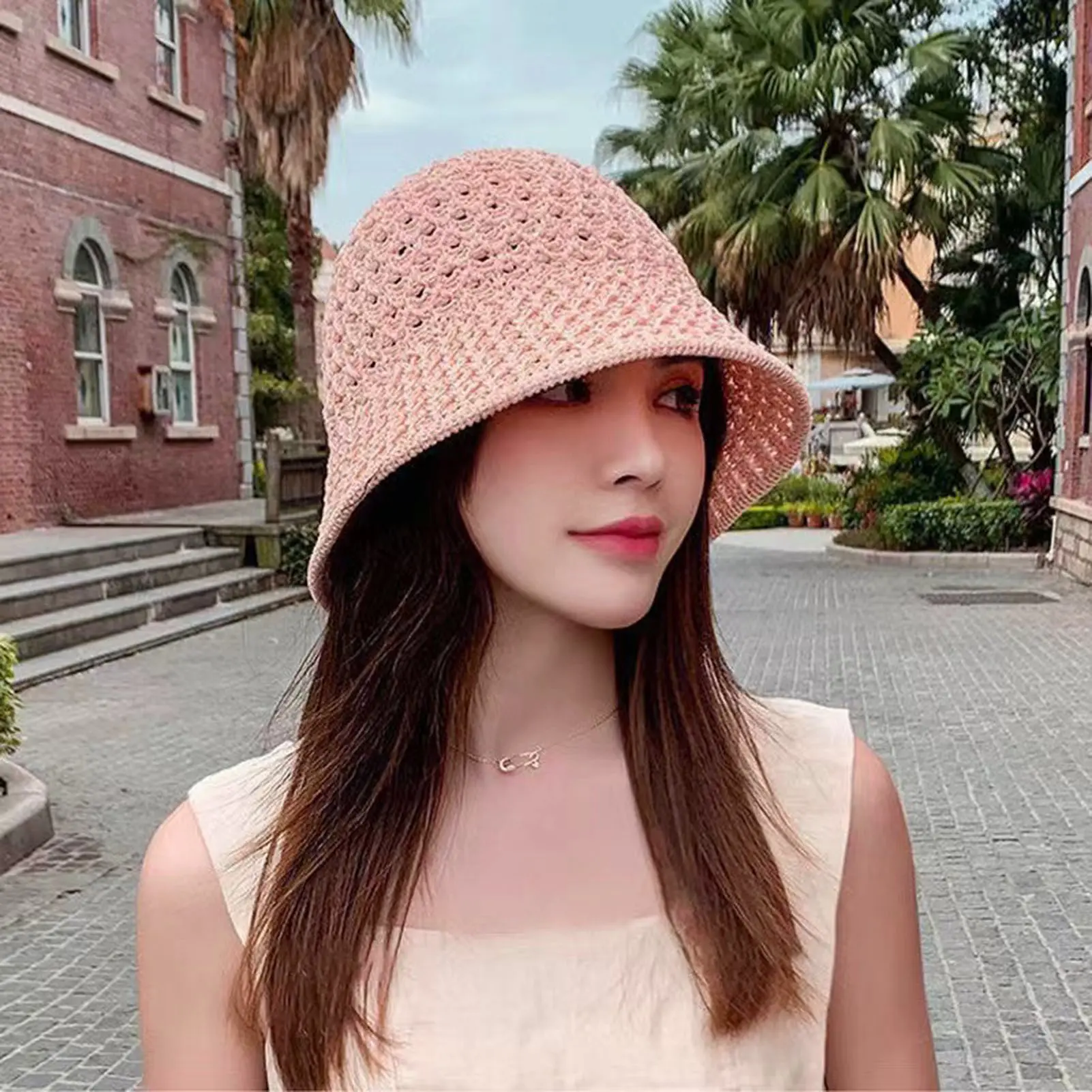 Women's Trendy Fisherman Hat Breathable Knitted Sunshade Fisherman Hat for Fishing Hiking Camping Traveling
