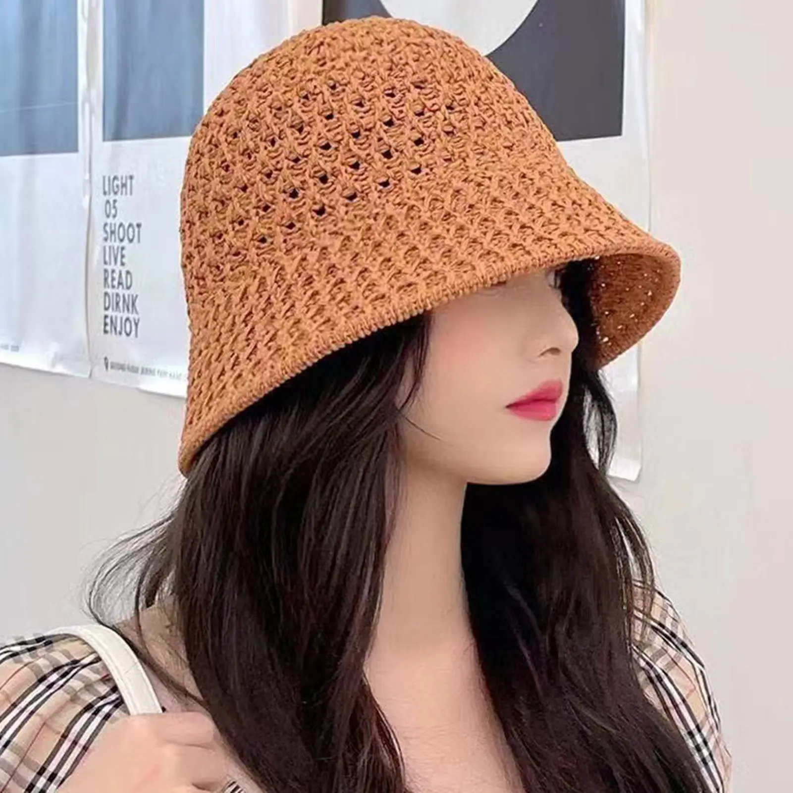 Women's Trendy Fisherman Hat Breathable Knitted Sunshade Fisherman Hat for Fishing Hiking Camping Traveling