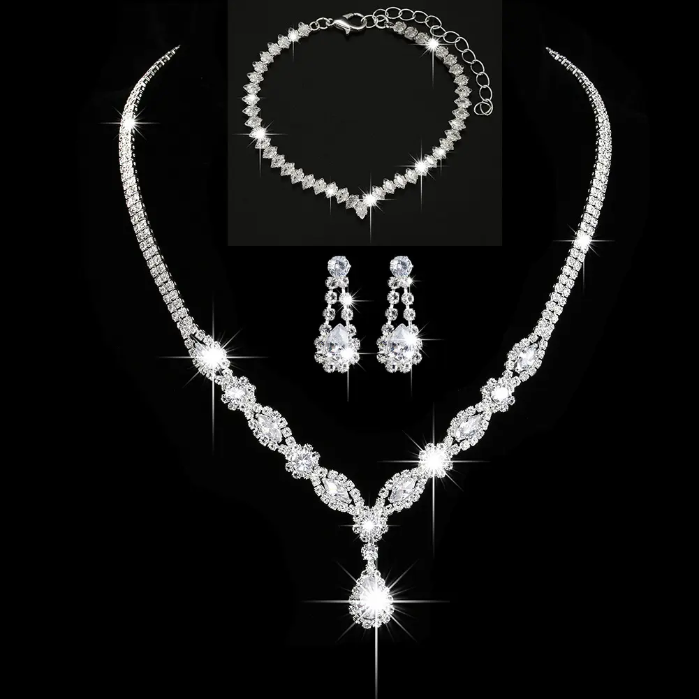 Women's Claw Chain Series Zircon Earrings With Necklace Jewelry Set For Wedding Banquet Party Festival Gifts Costume Accessories