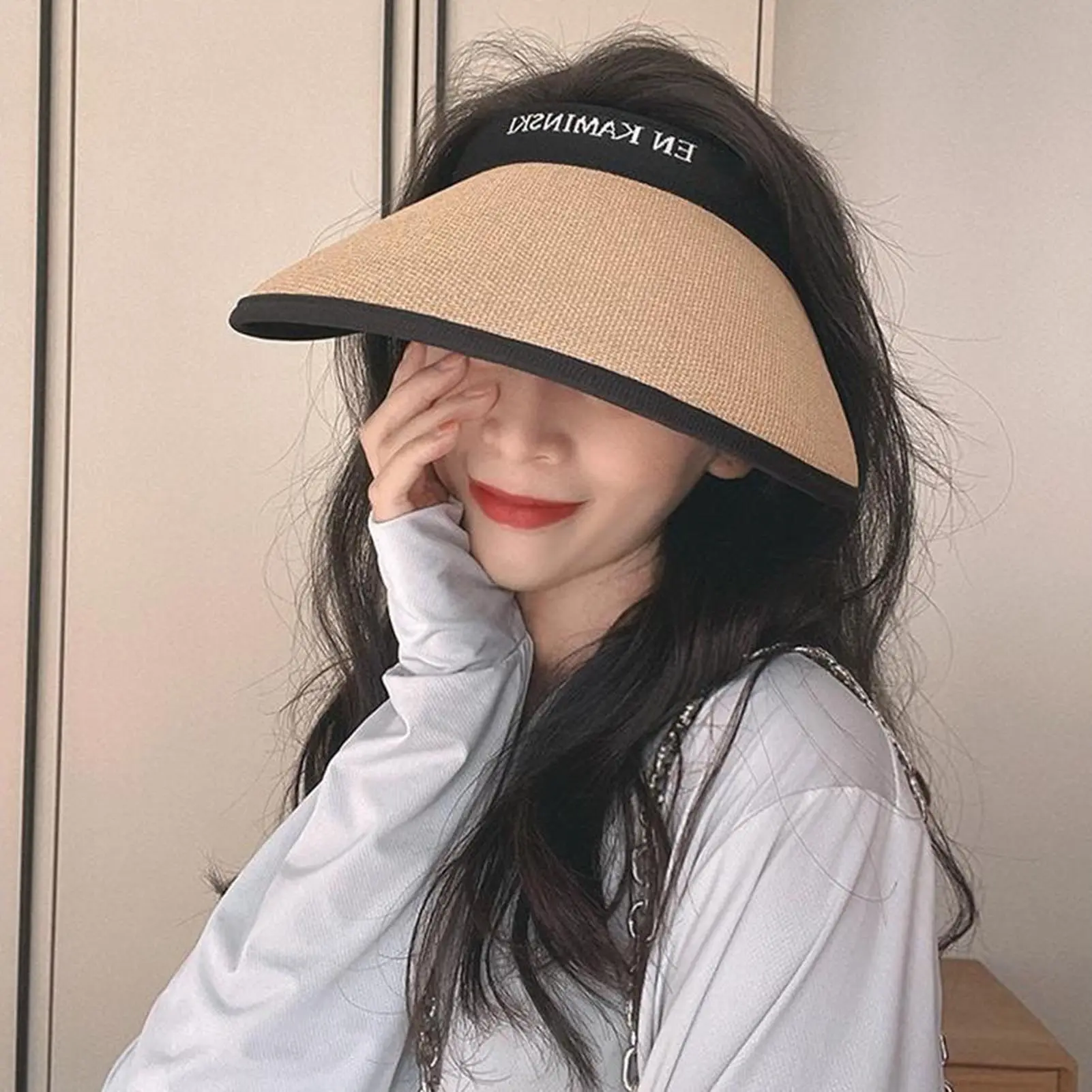 Women's Sunshade Hat Wide Brim Traveling Beach Sun Visor Hat Casual Breathable Sunshade Hat Women Summer Decor