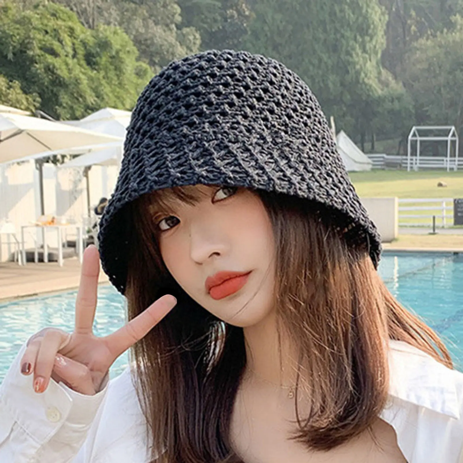 Women's Trendy Fisherman Hat Breathable Knitted Sunshade Fisherman Hat for Fishing Hiking Camping Traveling