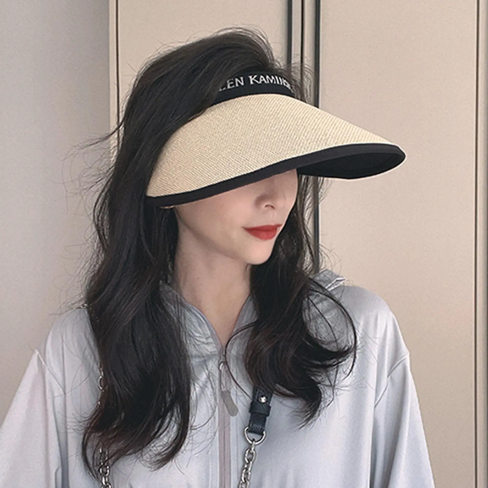 Women's Sunshade Hat Wide Brim Traveling Beach Sun Visor Hat Casual Breathable Sunshade Hat Women Summer Decor
