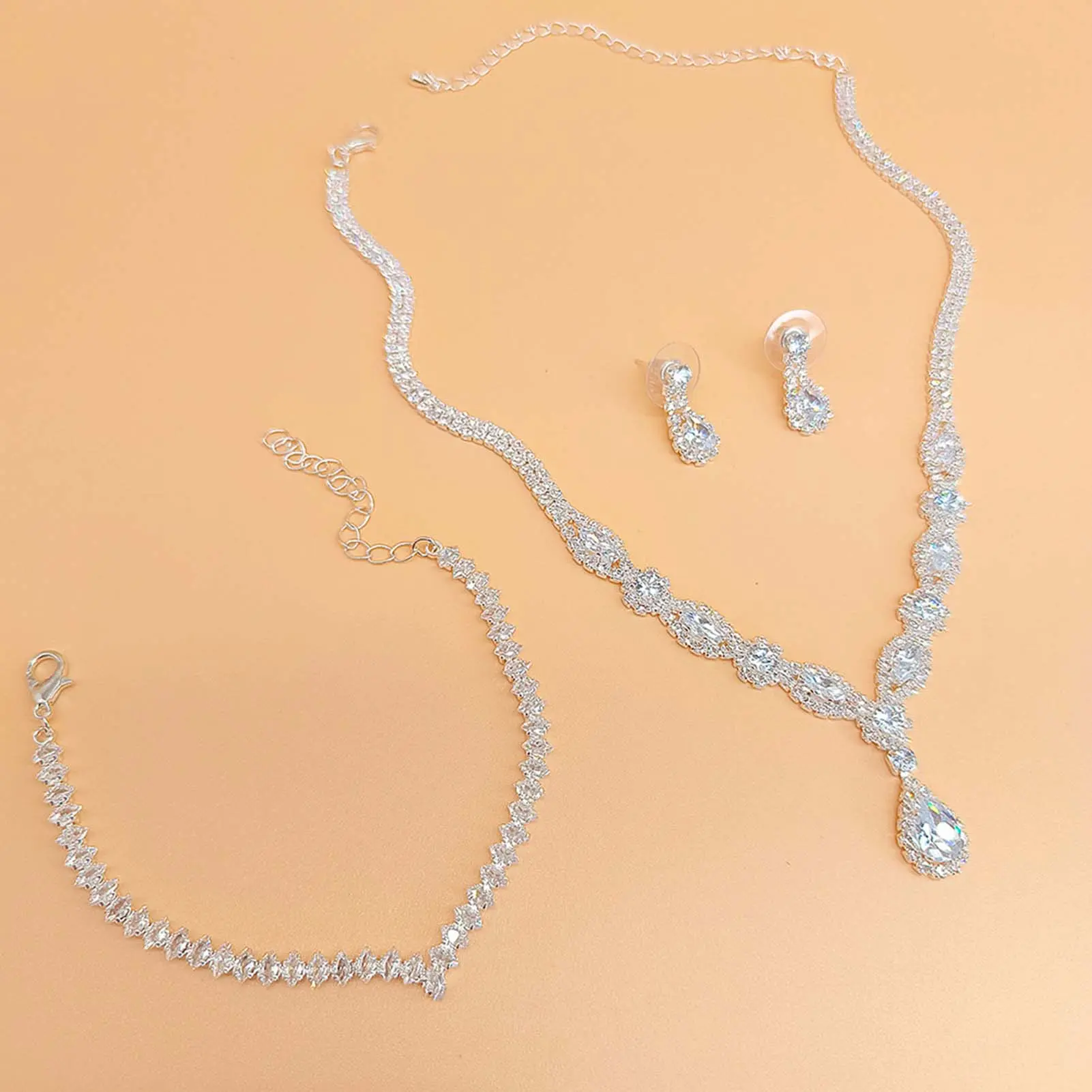 Women's Claw Chain Series Zircon Earrings With Necklace Jewelry Set For Wedding Banquet Party Festival Gifts Costume Accessories
