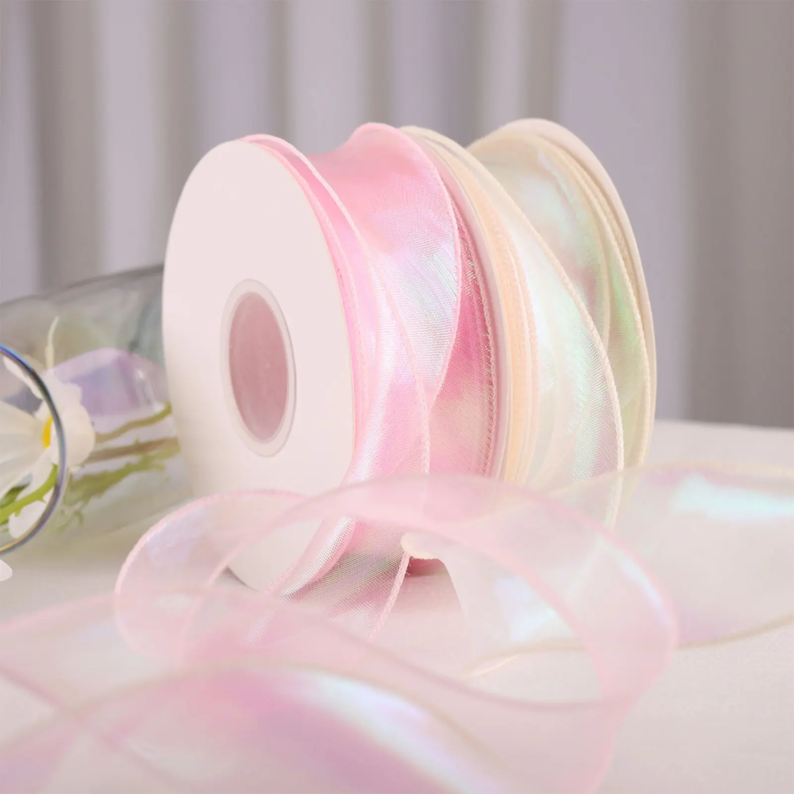 10 Yards 4CM Width Colored Ribbon DIY Cake Gift Bouquet Packaging Ribbons Roll Bowknot Making for Anniversary Party Decoration