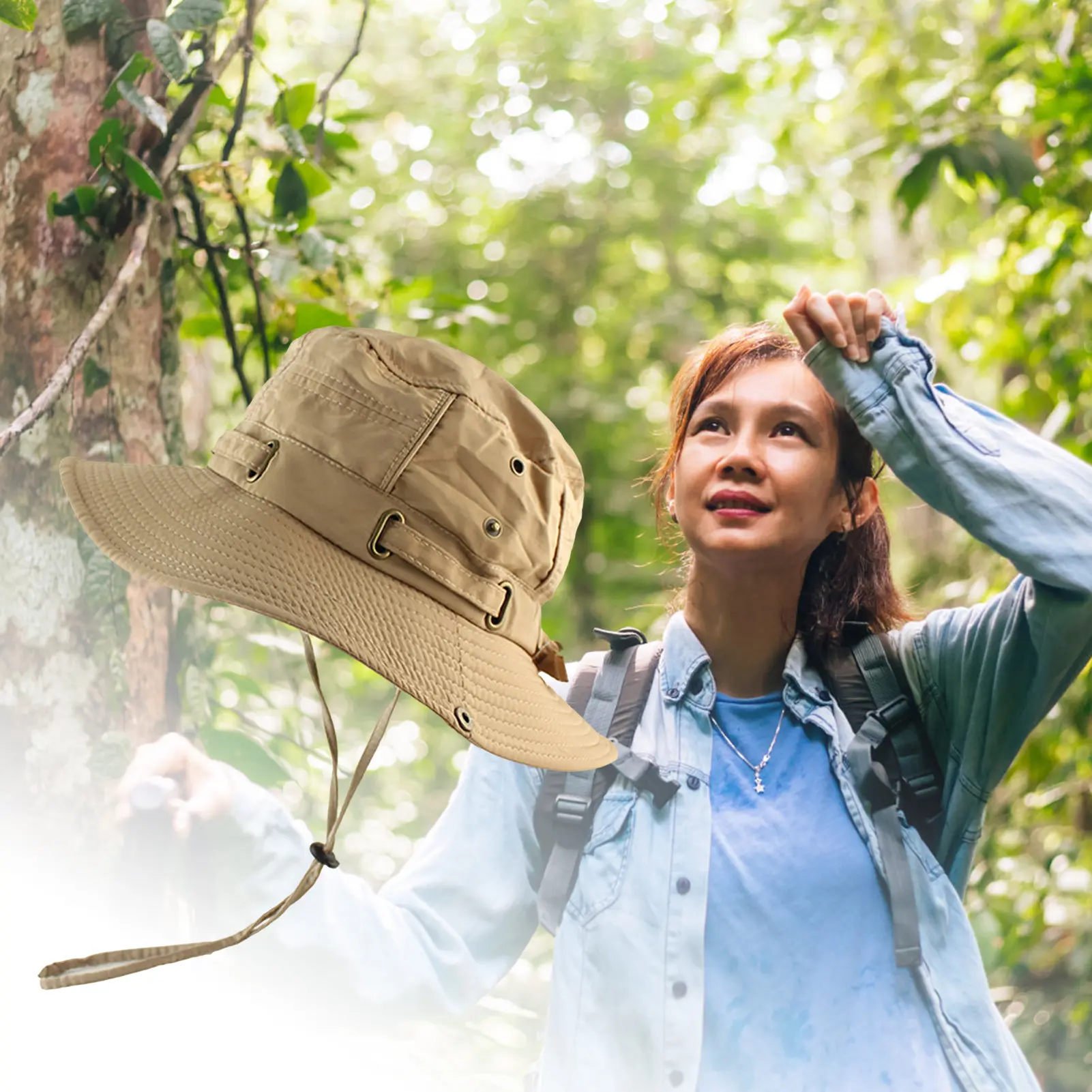 Summer Sun Bucket Hat Men Women Bucket Hats Lightweight Quick Dry Fishing Hat with Strap for Outdoor Sports Hiking