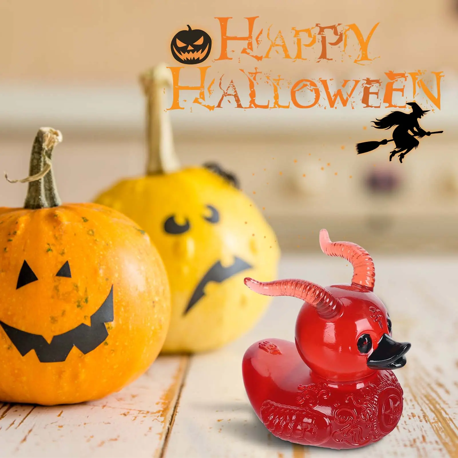 Halloween Punk Little Duck Statue Novelty Decorative Satan Duck Ornaments for Car Dashboard Decoration Office Tabletop Decor