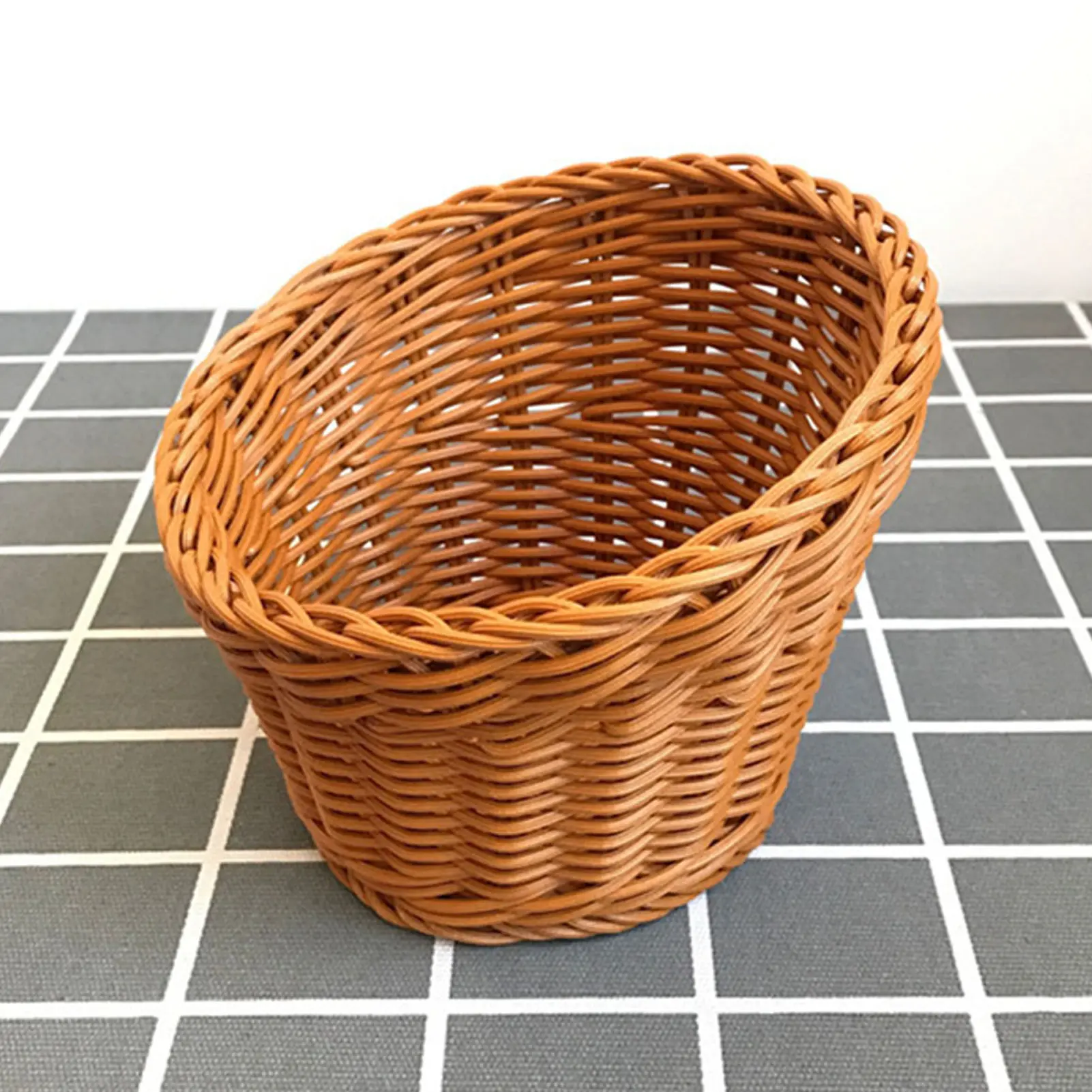 1pcs Woven Bread Basket Fruit Vegetable Popcorn Storage Baskets Plastic Grocery Holder Kitchen Organizer