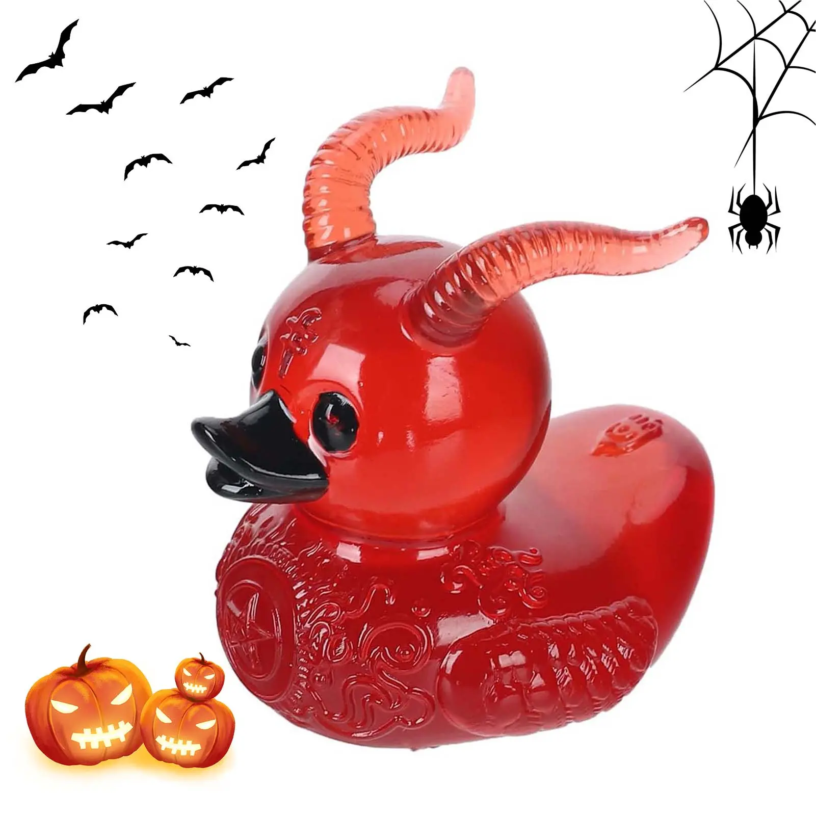 Halloween Punk Little Duck Statue Novelty Decorative Satan Duck Ornaments for Car Dashboard Decoration Office Tabletop Decor
