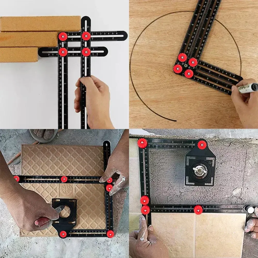 9/6 Fold Aluminium Alloy Angle Ruler Finder Measuring Ruler Perforated Mold Template Tool Izer Locator Drill Guide Tile Hole