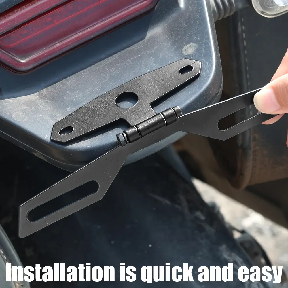ATV Motorcycle Folding License Plate Bracket Holder， Universal Rear Tail Light Mount for Dirt Bike Accessories