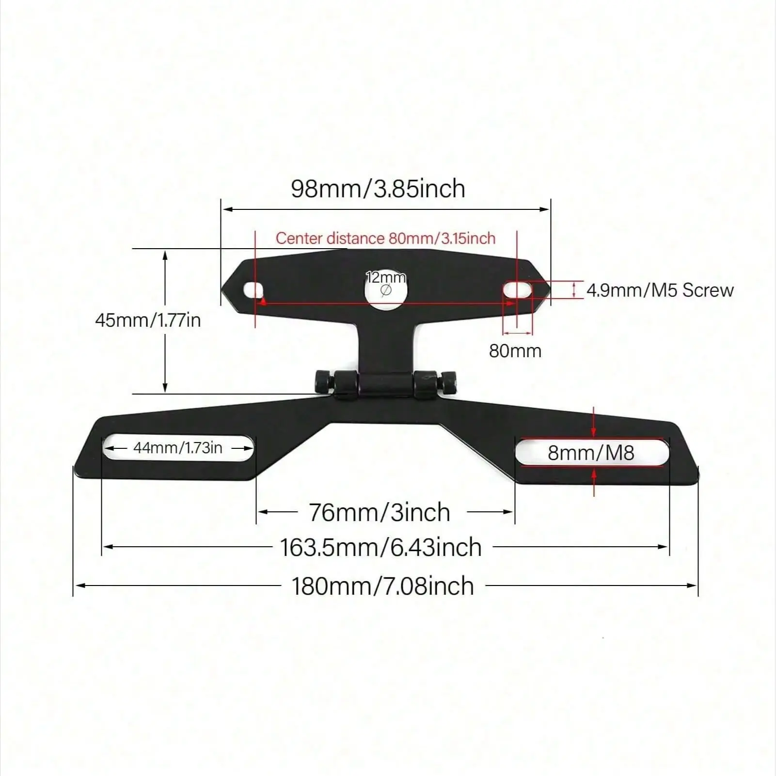 ATV Motorcycle Folding License Plate Bracket Holder， Universal Rear Tail Light Mount for Dirt Bike Accessories