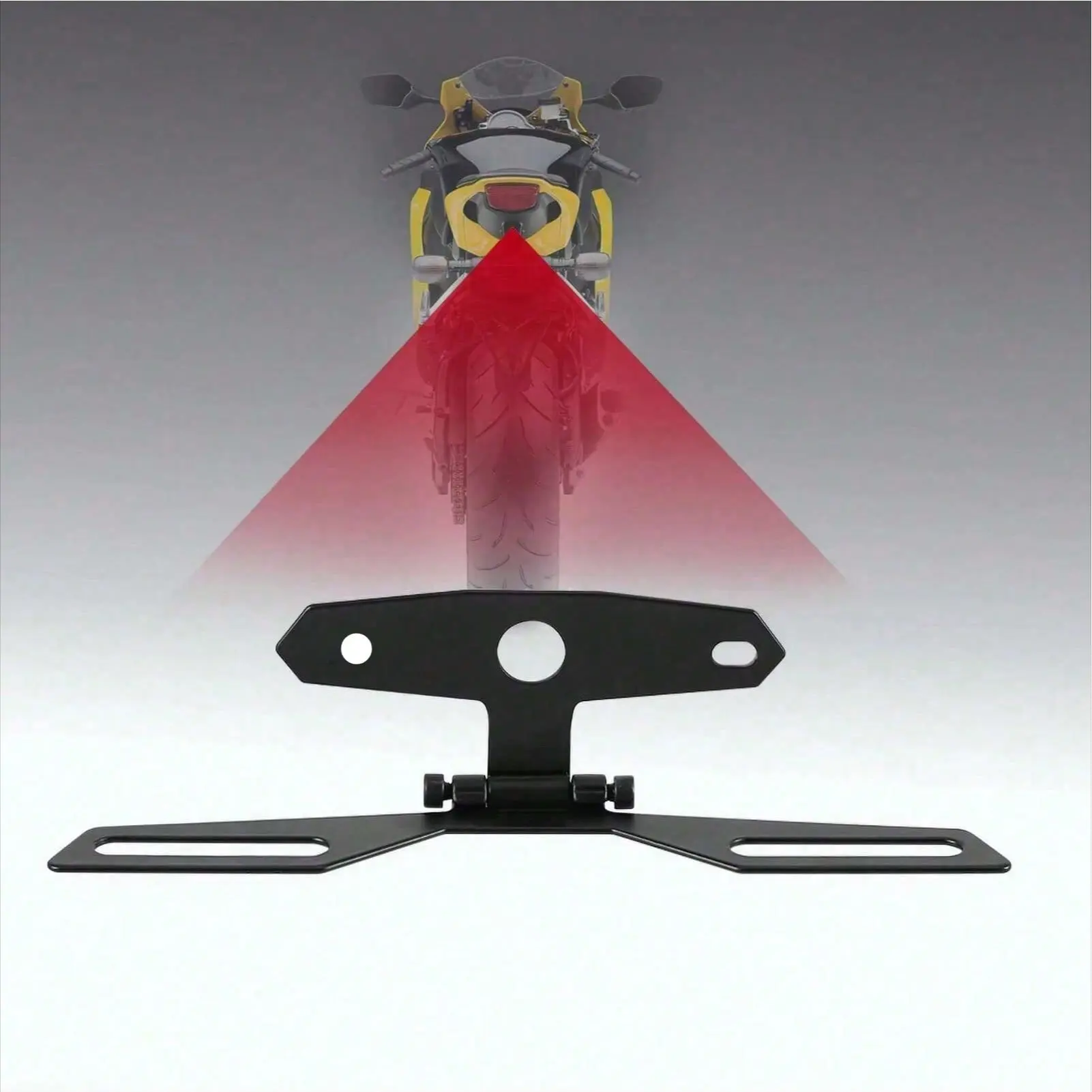 ATV Motorcycle Folding License Plate Bracket Holder， Universal Rear Tail Light Mount for Dirt Bike Accessories