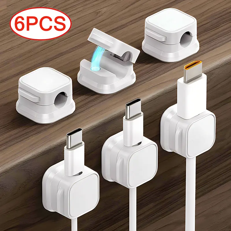 Magnetic Cable Clips Cable Smooth Adjustable Cord Holder Under Desk Cable Management Mouse Wire Keeper Cable Organizer Holder