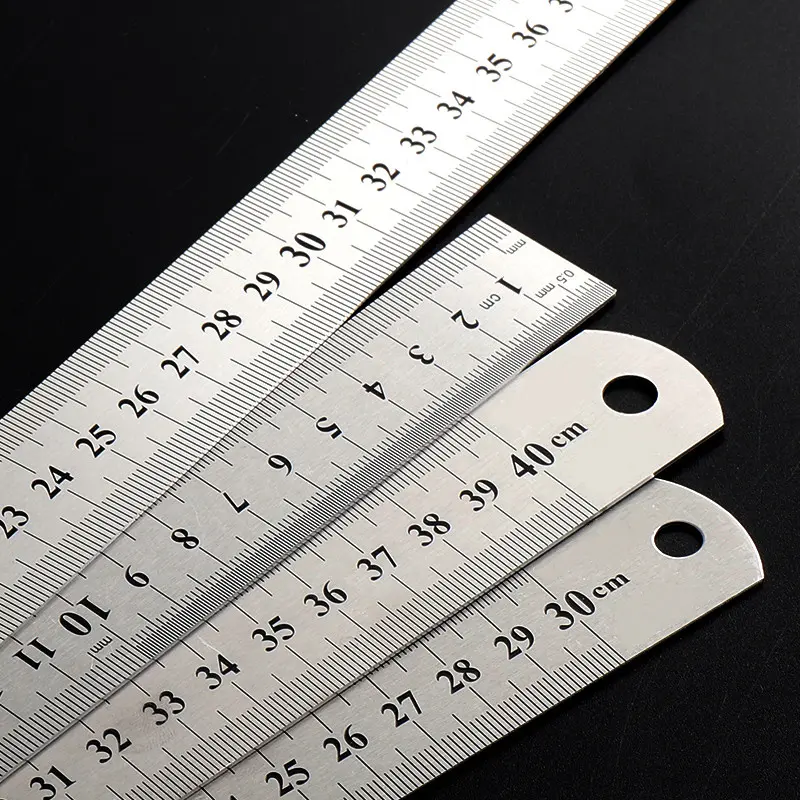 150mm-500mm Metal Double Side Scale Stainless Steel Straight Ruler Precision Measuring Tool for Students School Stationery Kids