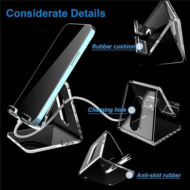 Transparent Acrylic Mobile Phone Display Stand Counter Mobile Phone Display Base Bracket Desktop Mobile Phone Lazy Stand Bracket