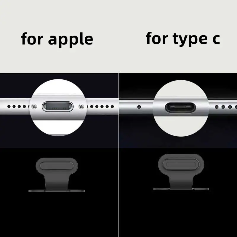 2 4 6PCS Charging Port Anti-Dust Dirt Plug For iPhone Samsung USB Type-C Port Protector Silicone Dustplugs Cover Anti-Lost Cap