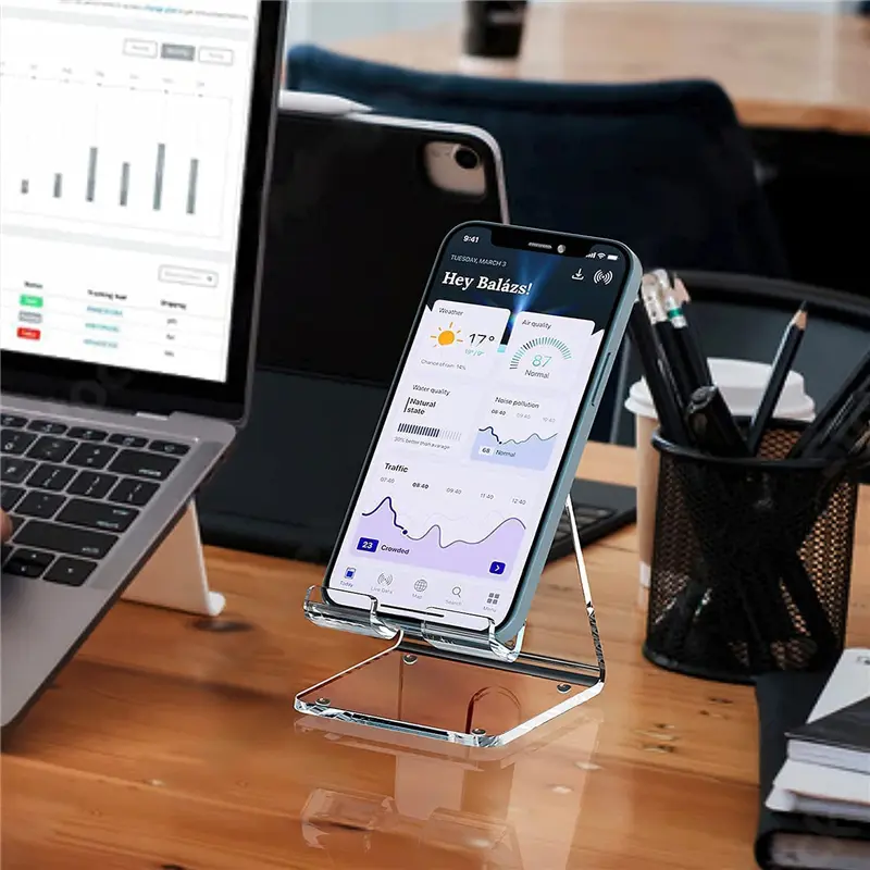 Transparent Acrylic Mobile Phone Display Stand Counter Mobile Phone Display Base Bracket Desktop Mobile Phone Lazy Stand Bracket
