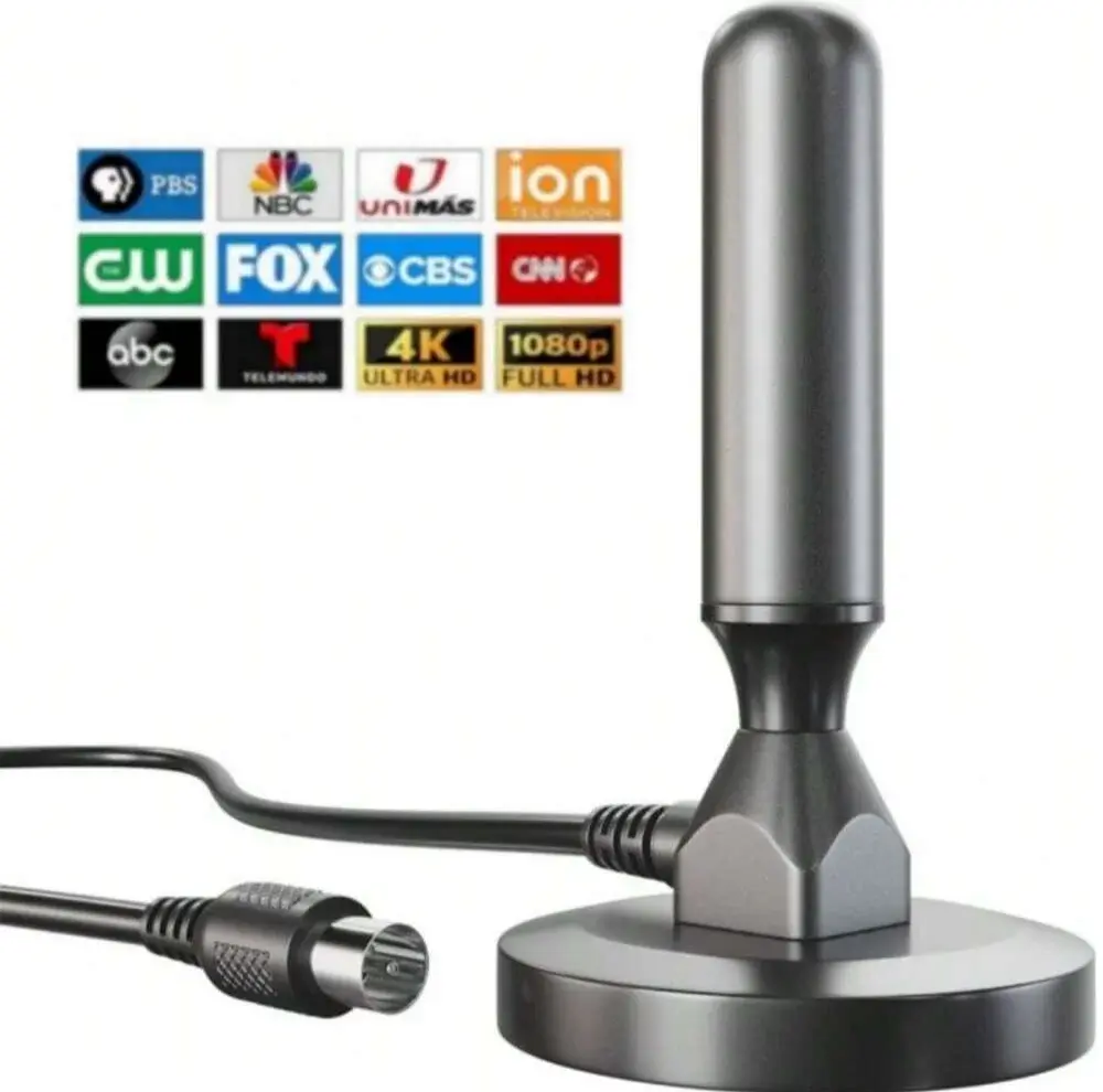 HD digital TV antenna indoor outdoor, magnetic base and 360° reception support smart 4K 1080P and HDTV free local channels