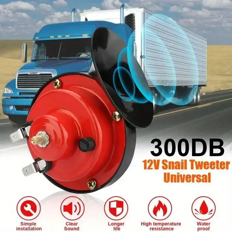 Waterproof Train Horn Suitable for Trucks, Boats, Cars, Motorcycles, Bicycles, Super Snail Horn, Red, Black, 12V