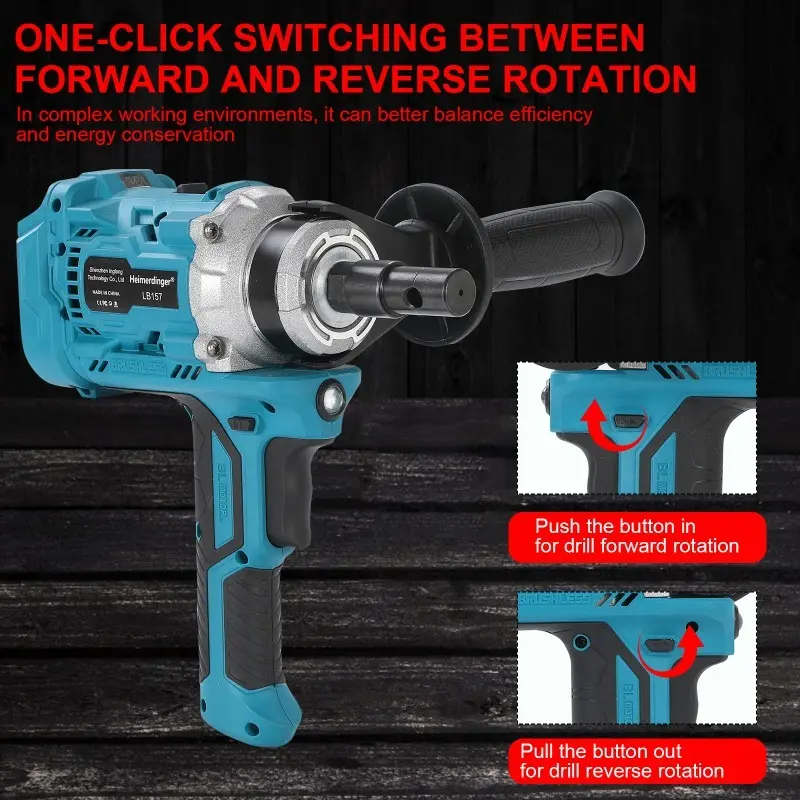 Brushless Ground Drill cordless drill 800W 175N.M 1300RPM 2-Speed Auxiliary Handle 16mm Shaft for Farming Gardening, No battery