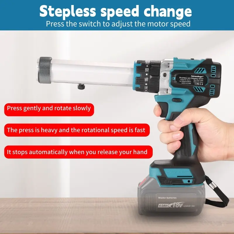 Heimerdinger Brushless Wire Stripper with 2-Speed Adjustment, LED Light, Reversible Rotation, 50-300mm Cut Range, No battery