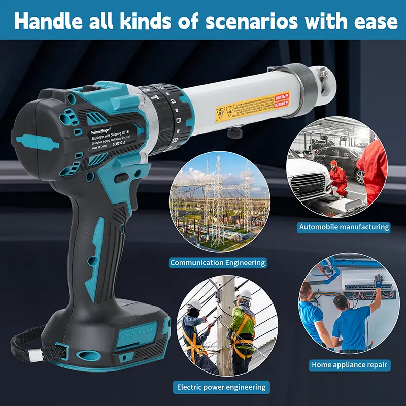 Heimerdinger Brushless Wire Stripper with 2-Speed Adjustment, LED Light, Reversible Rotation, 50-300mm Cut Range, No battery