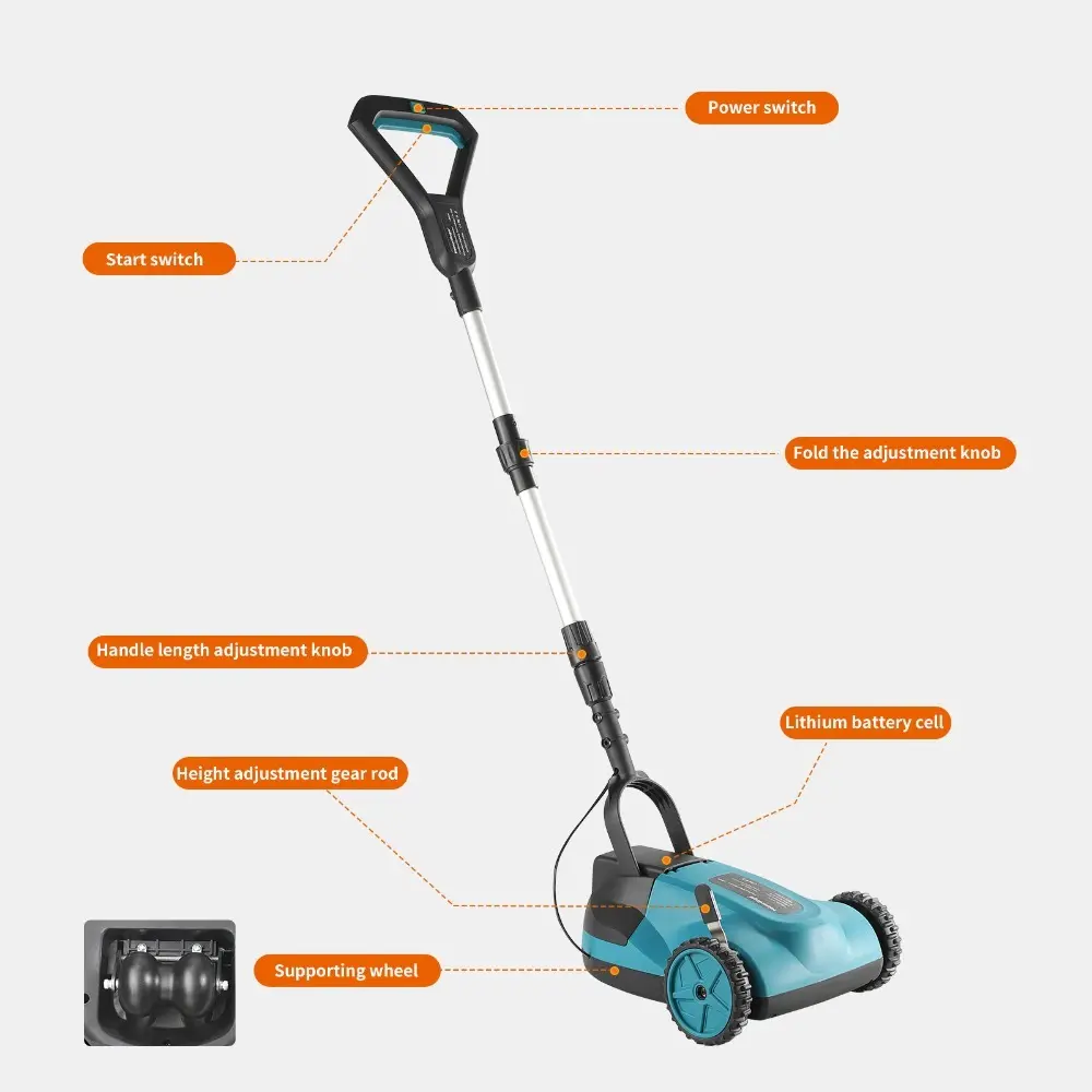 Cordless Electric Brushless Lawn Mower, Cordless (Push) Lawn Mower with 3-Position Depth Adjustment, No battery