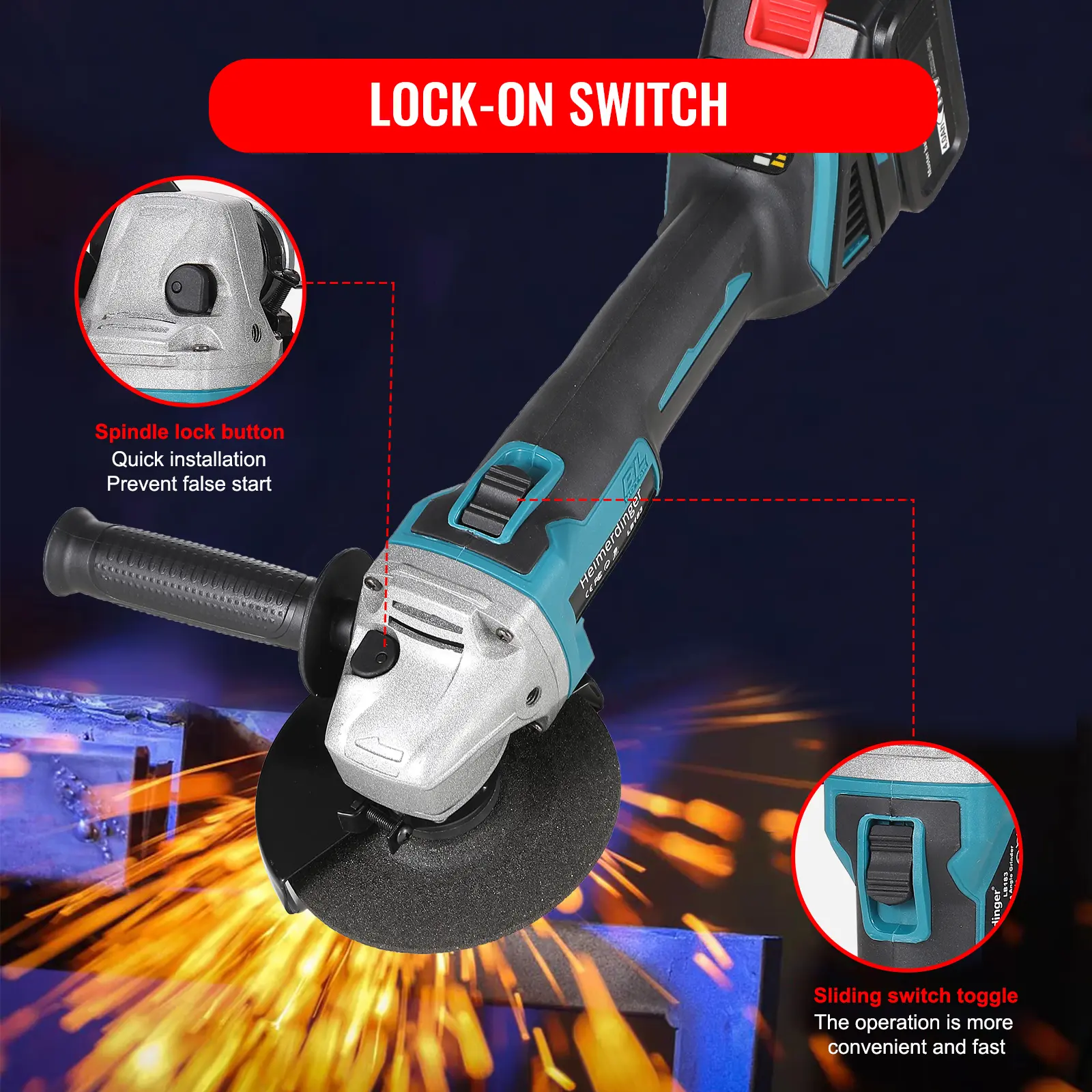 18V Cordless Brushless Angle Grinder, Compatible with Makita Battery,For Metal,Stone and Wood Cutting, No battery