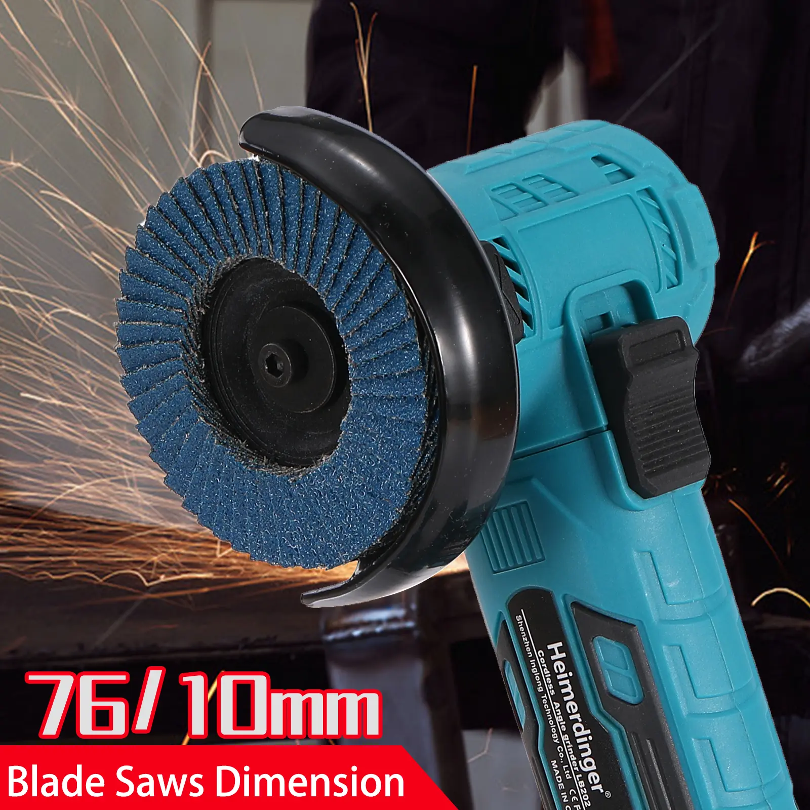 Heimerdinger 18V Brushless Mini Angle Grinder Kit,Cordless Grinding Tool,19000rpm Compact Power Handheld Cutter, No battery