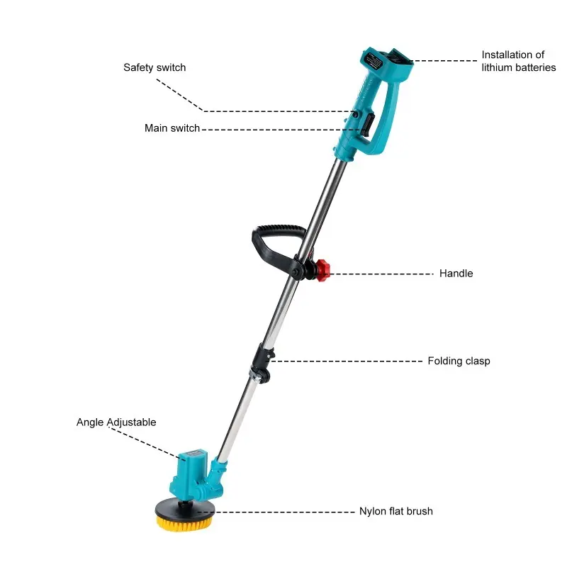 Heimerdinger Cordless Cleaning Brush Multi-Surface Adjustable Speed 60dB Quiet Interchangeable Brush Heads, No battery