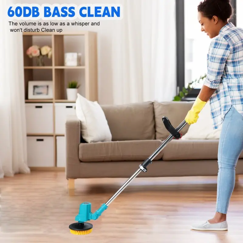 Heimerdinger Cordless Cleaning Brush Multi-Surface Adjustable Speed 60dB Quiet Interchangeable Brush Heads, No battery