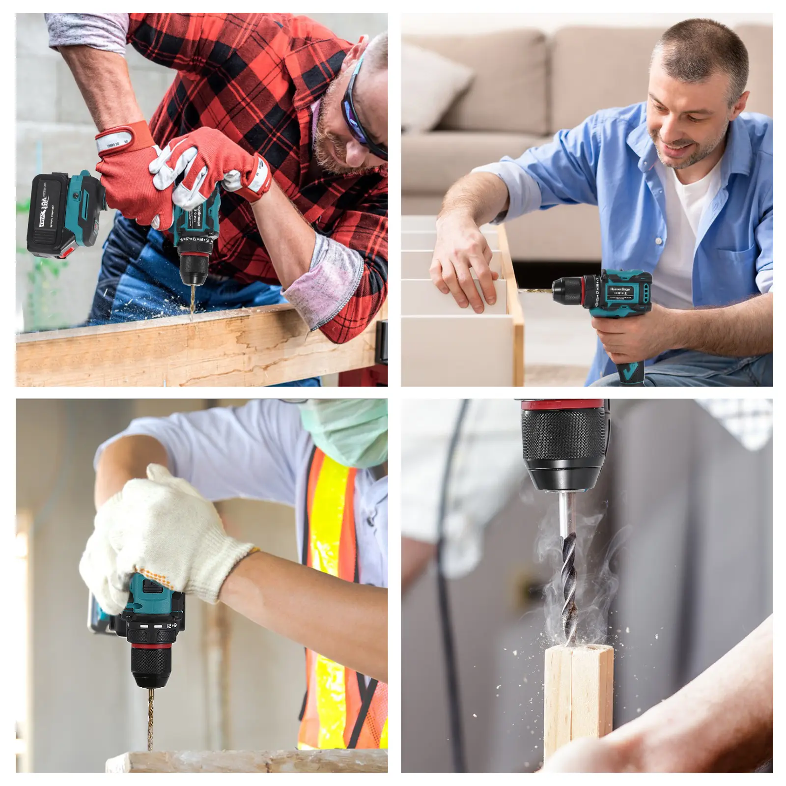 Heimerdiner 10mm Cordless Brushless Electric Drill 2-Speed Screwdriver Home DIY Tool For Makita 18V Battery(No Battery)