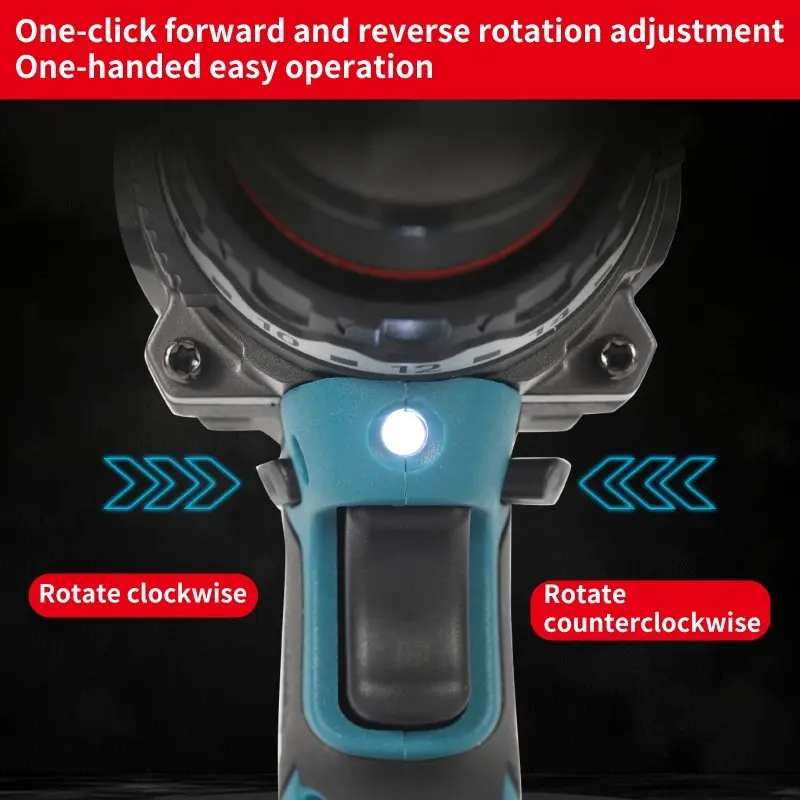 13mm 160NM Cordless Drill Brushless Impact Drill Auto-locking Chuck Ice Drill Fishing with Anti-Twister Gyro Sensor, No battery